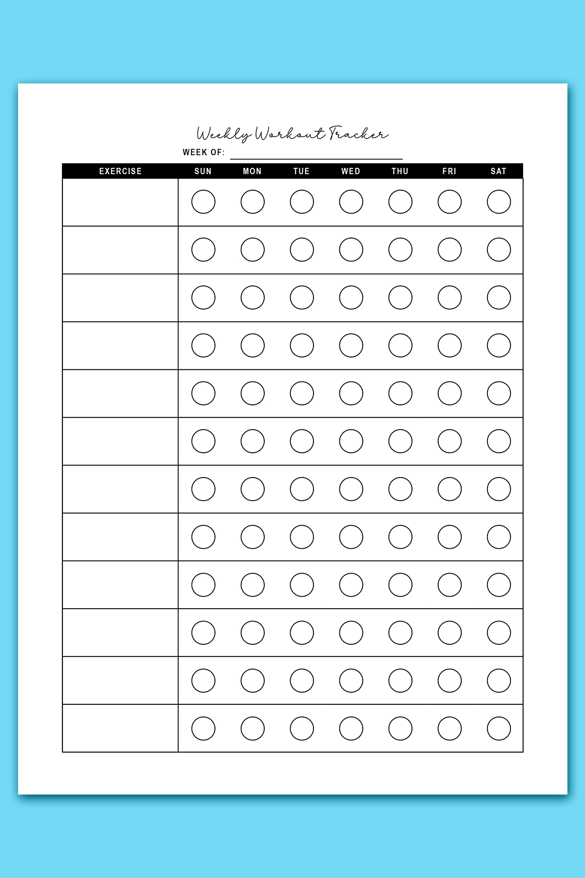 Free Printable Workout Charts Free Printable Workout Charts