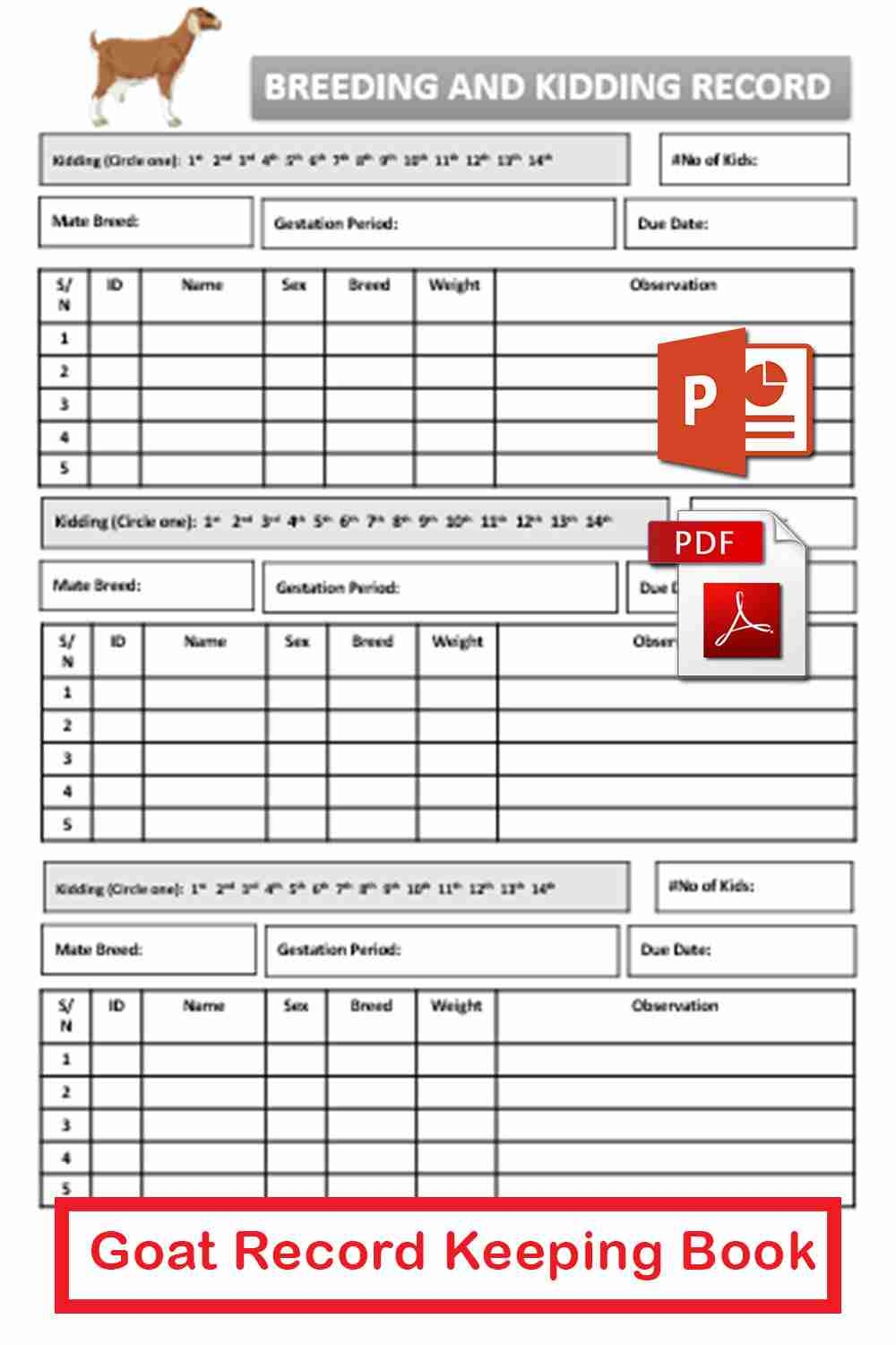 Goat Record Keeping Printable Template