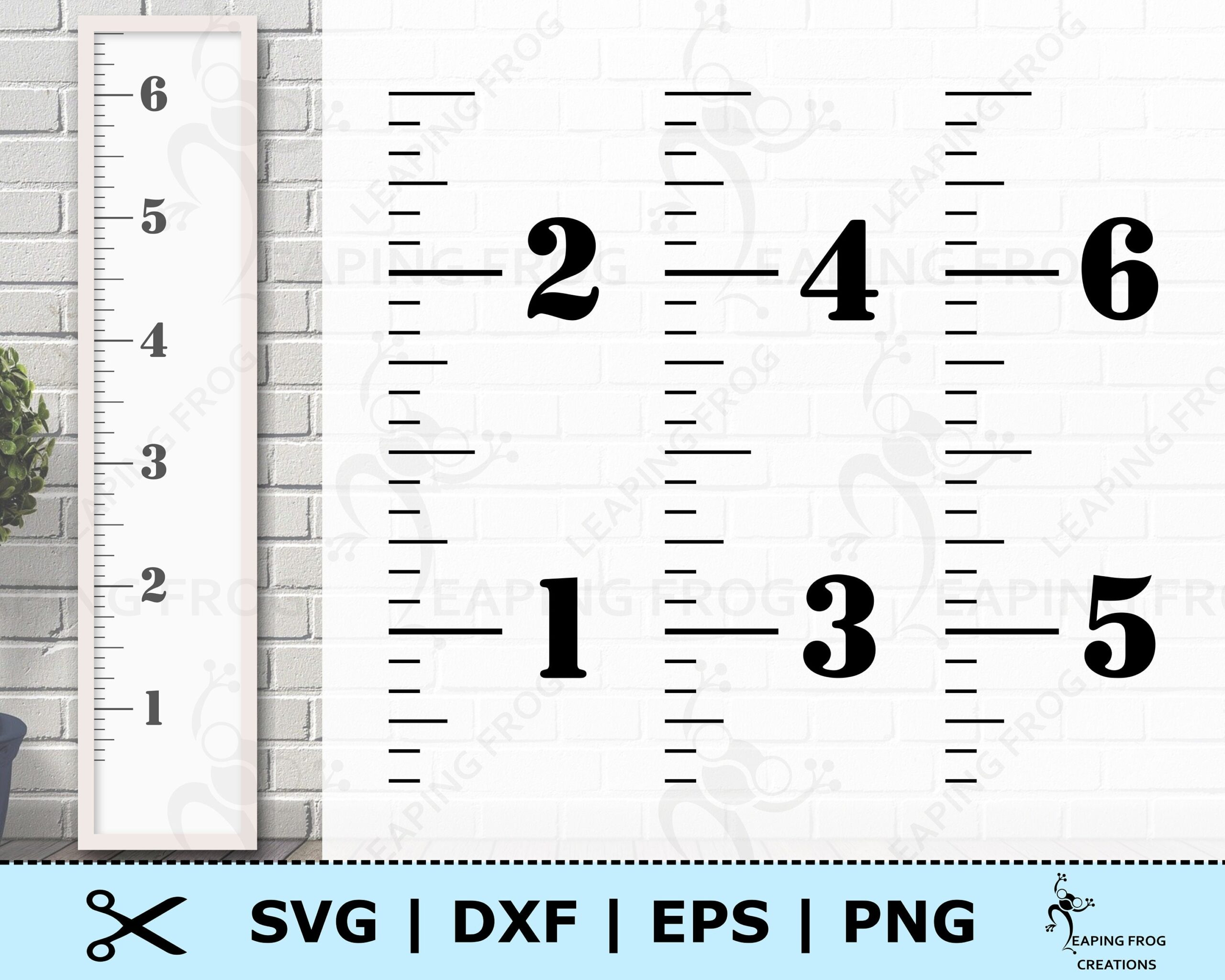 Growth Chart SVG PNG Cricut Cut Files Silhouette Files Wall Ruler Marks Ticks Numbers DXF Eps Instant Download Etsy
