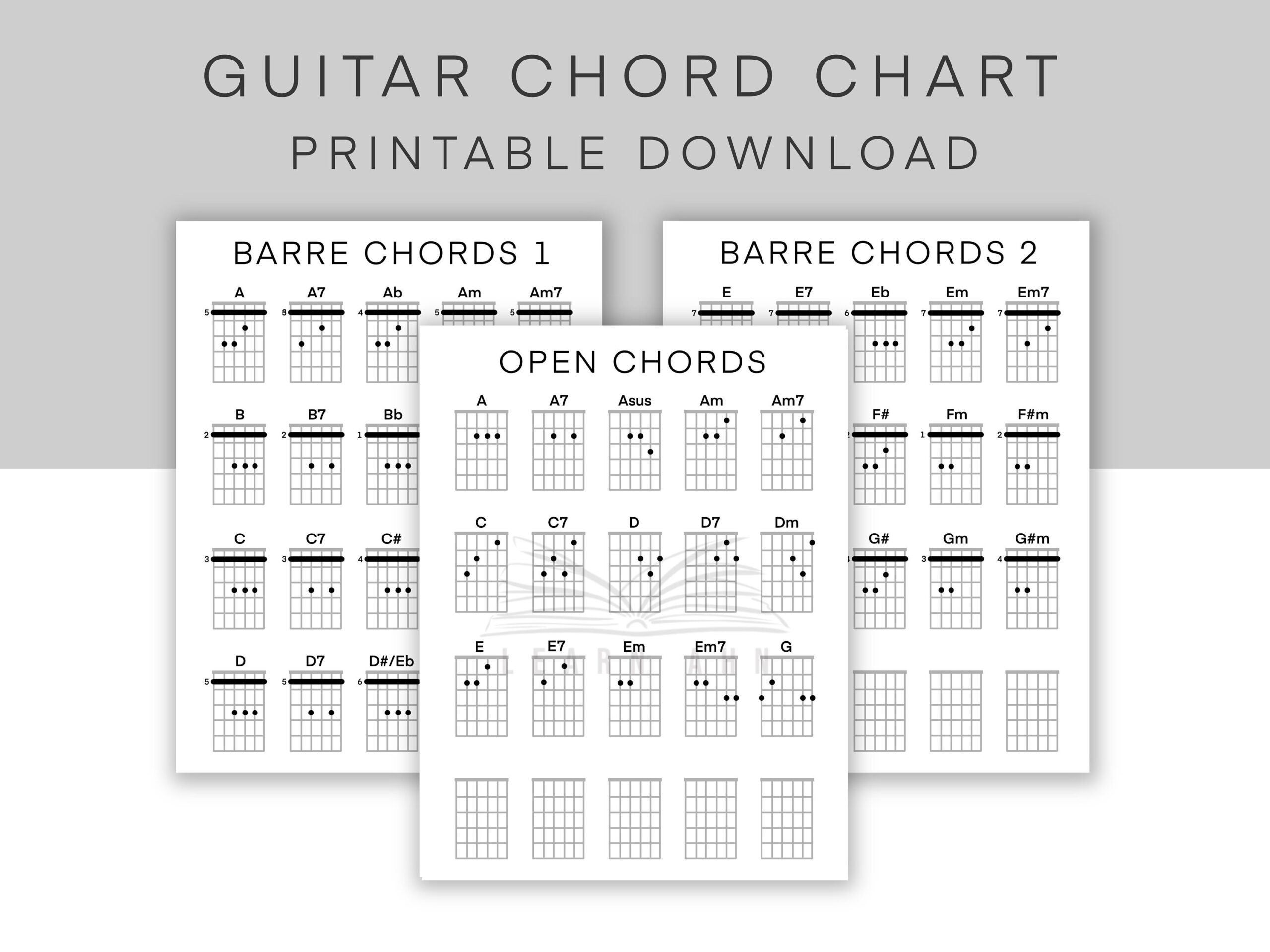 Guitar Chord Chart Printable Download Printable PDF Beginner Guitar Chord Chart Basic Chords Sheet Digital Download Learn To Play Guitar Etsy Australia