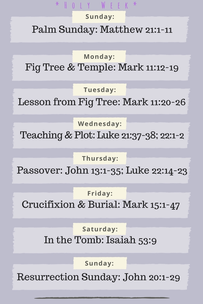 Holy Week Timeline GOSPEL FAMILY MINISTRIES