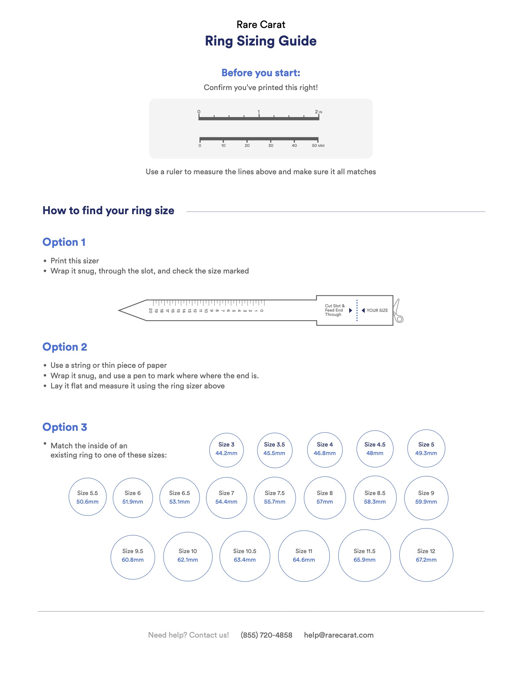 Free Printable Ring Sizing Chart