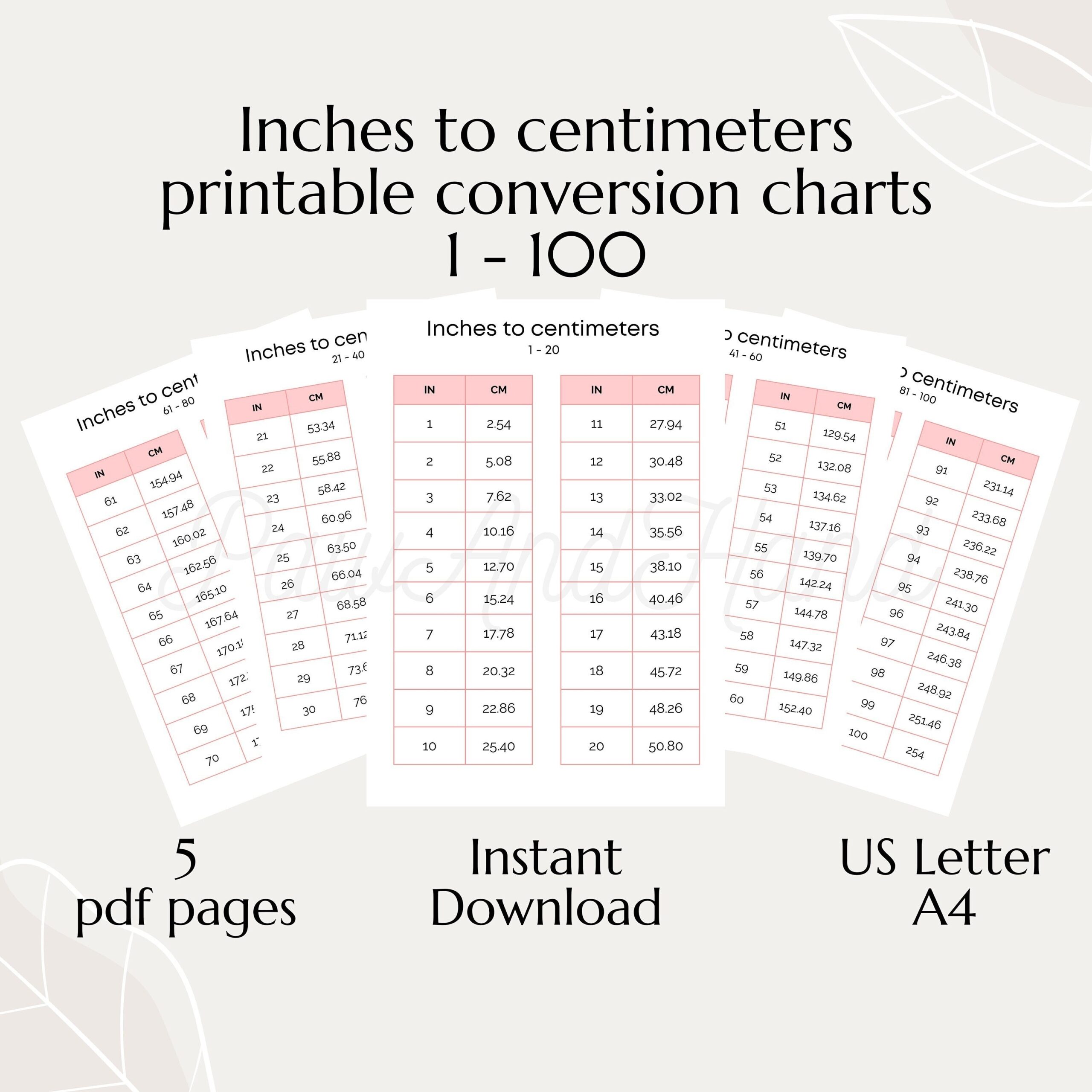 Inches To Centimeters Conversion Chart 1 100 Imperial To Metric Cheat Sheet 5 PDF Pages Handy Table In Cm Charts International Dimensions Inches To Centimeters Conversion Chart 1 100 Imperial To Metric Cheat Sheet 5 PDF Pages Handy Table In Cm Charts International Dimensions