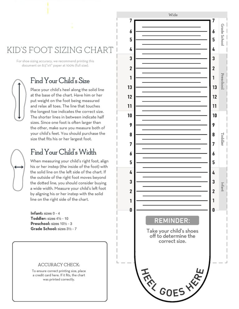 Kids Foot Sizer Charts Simple Foot Sizer Charts Child Shoe