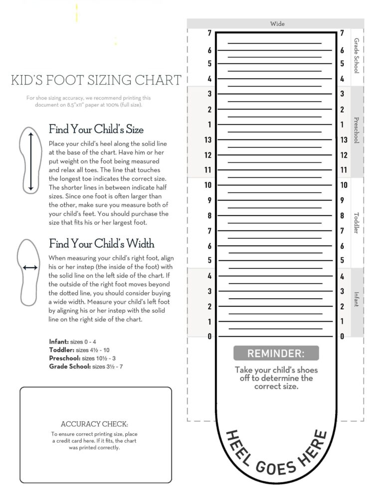 Kids Foot Sizer Charts Simple Foot Sizer Charts Child Shoe