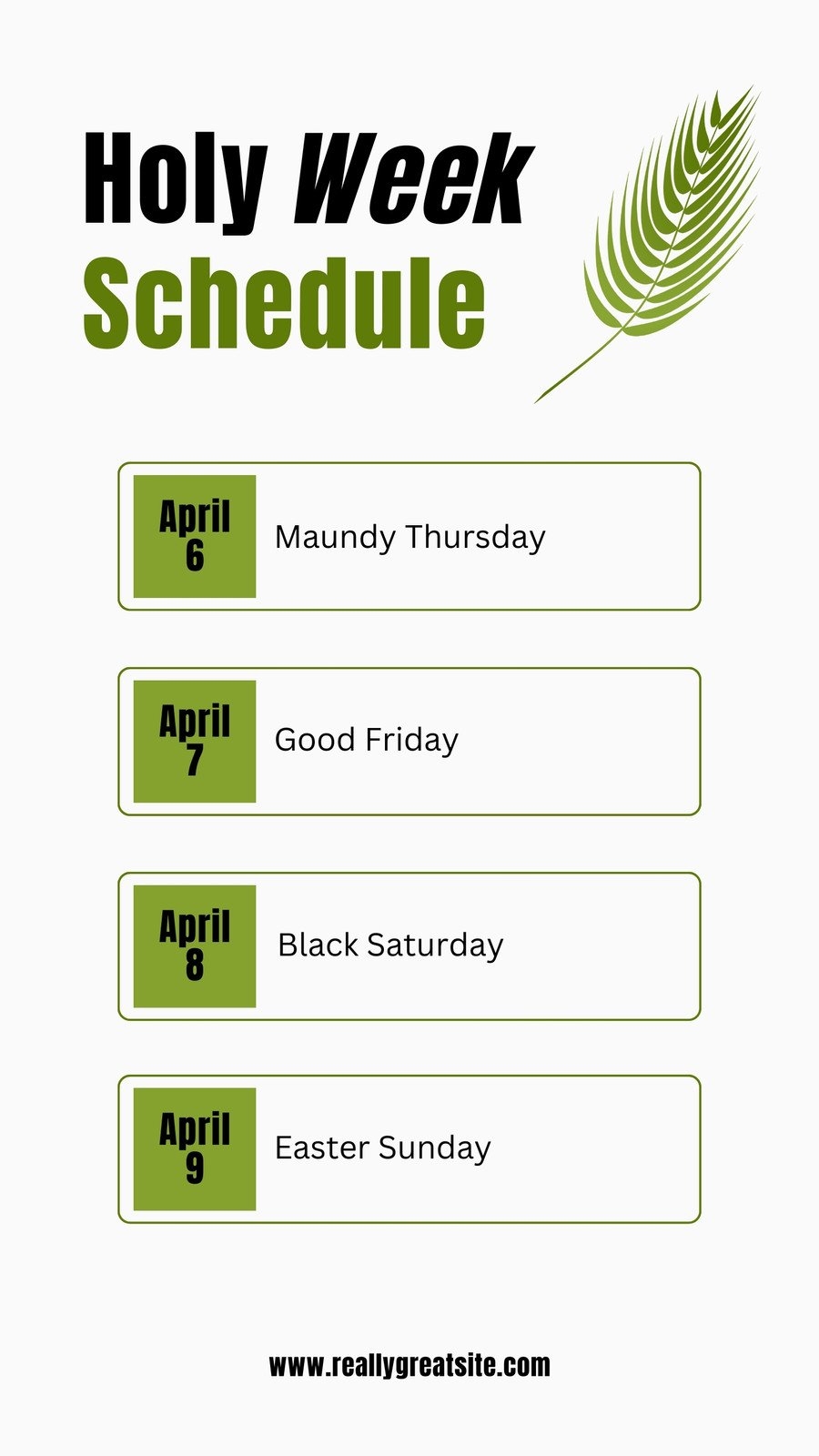 Printable Holy Week Timeline Chart