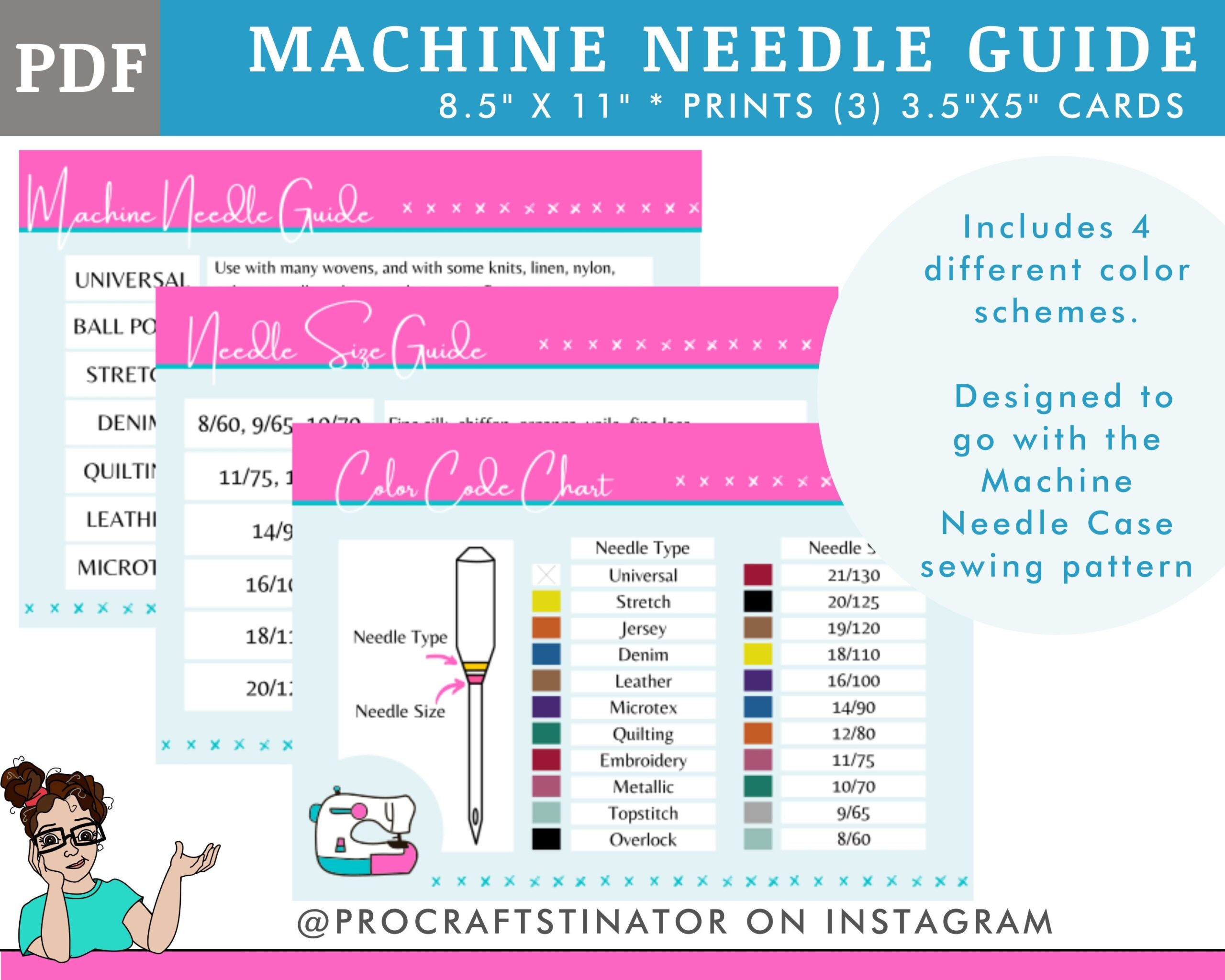 Machine Needle Size Guide PDF In 4 Color Schemes Etsy Machine Needle Size Guide PDF In 4 Color Schemes Etsy