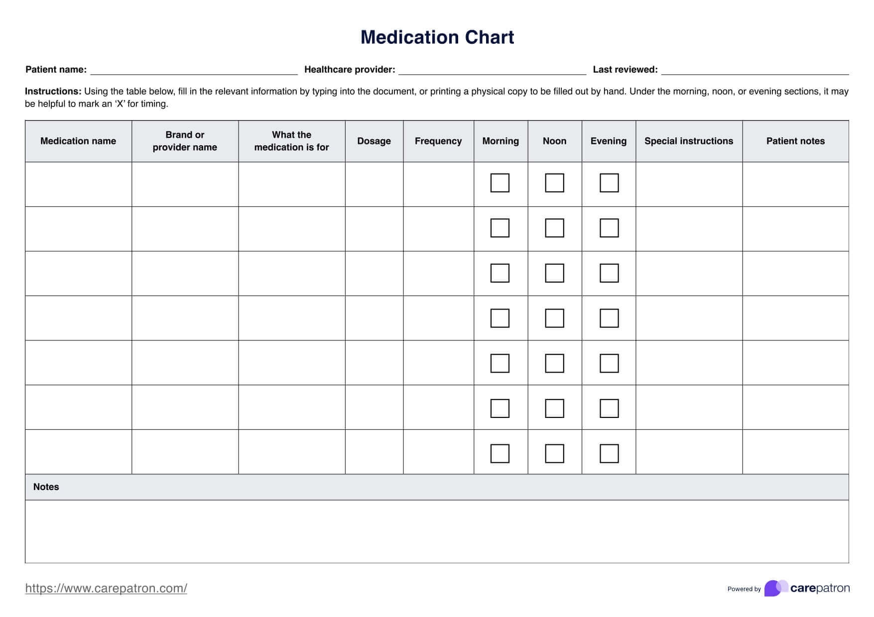 Free Medication Charts Printable