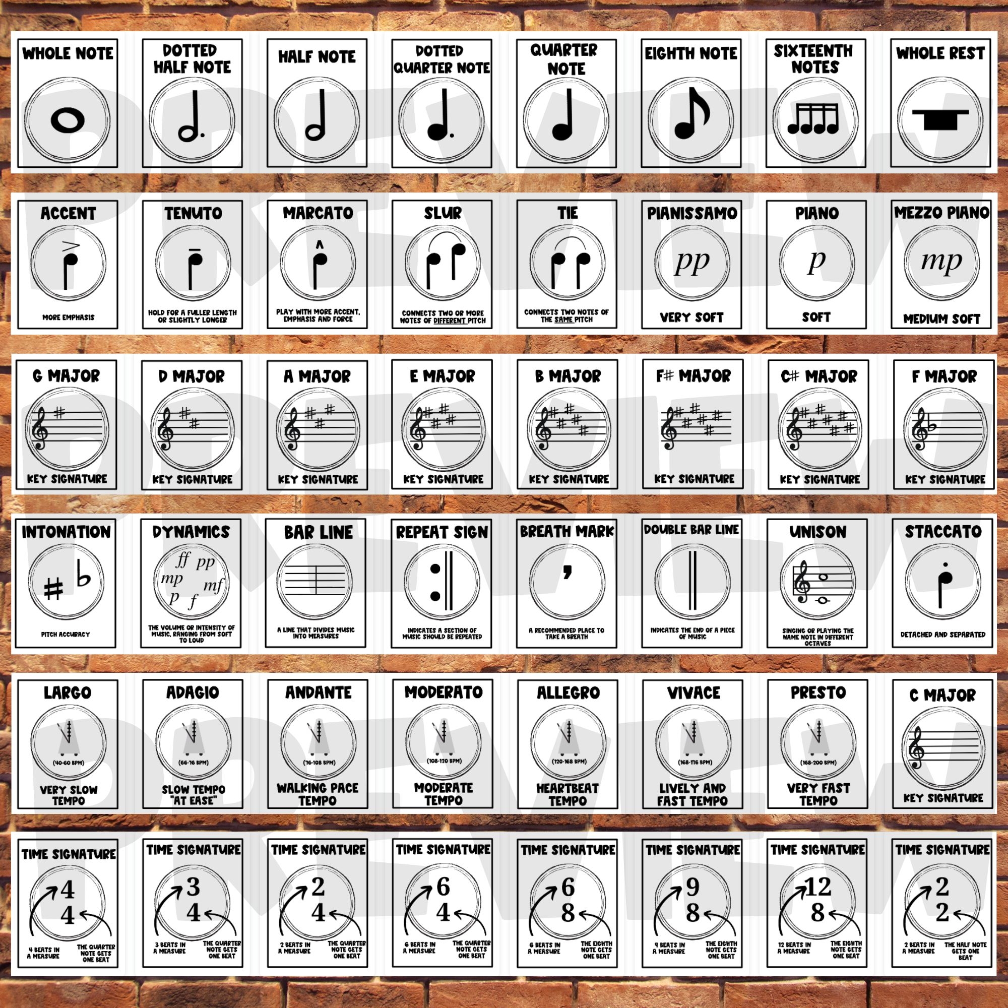 Music Word Wall Posters With Definitions Black U0026 White 100 Posters Made By Teachers