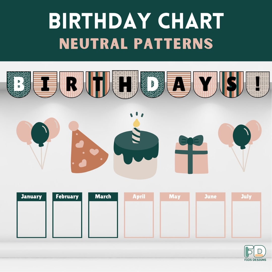 Neutral Pattern Birthday Chart Printable Easy Classroom Decoration Etsy Neutral Pattern Birthday Chart Printable Easy Classroom Decoration Etsy