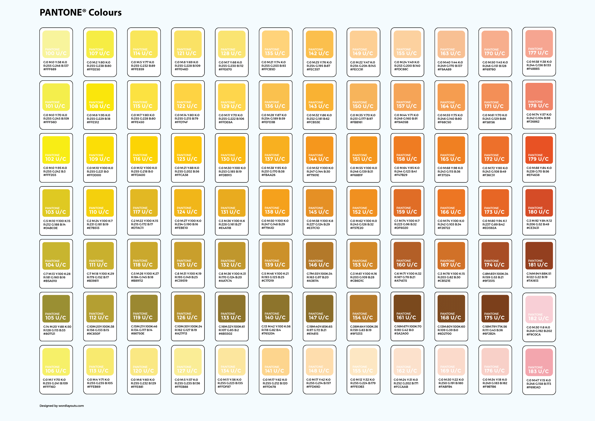 Pantone Color Chart With Codes PDF Illustrator WordLayouts