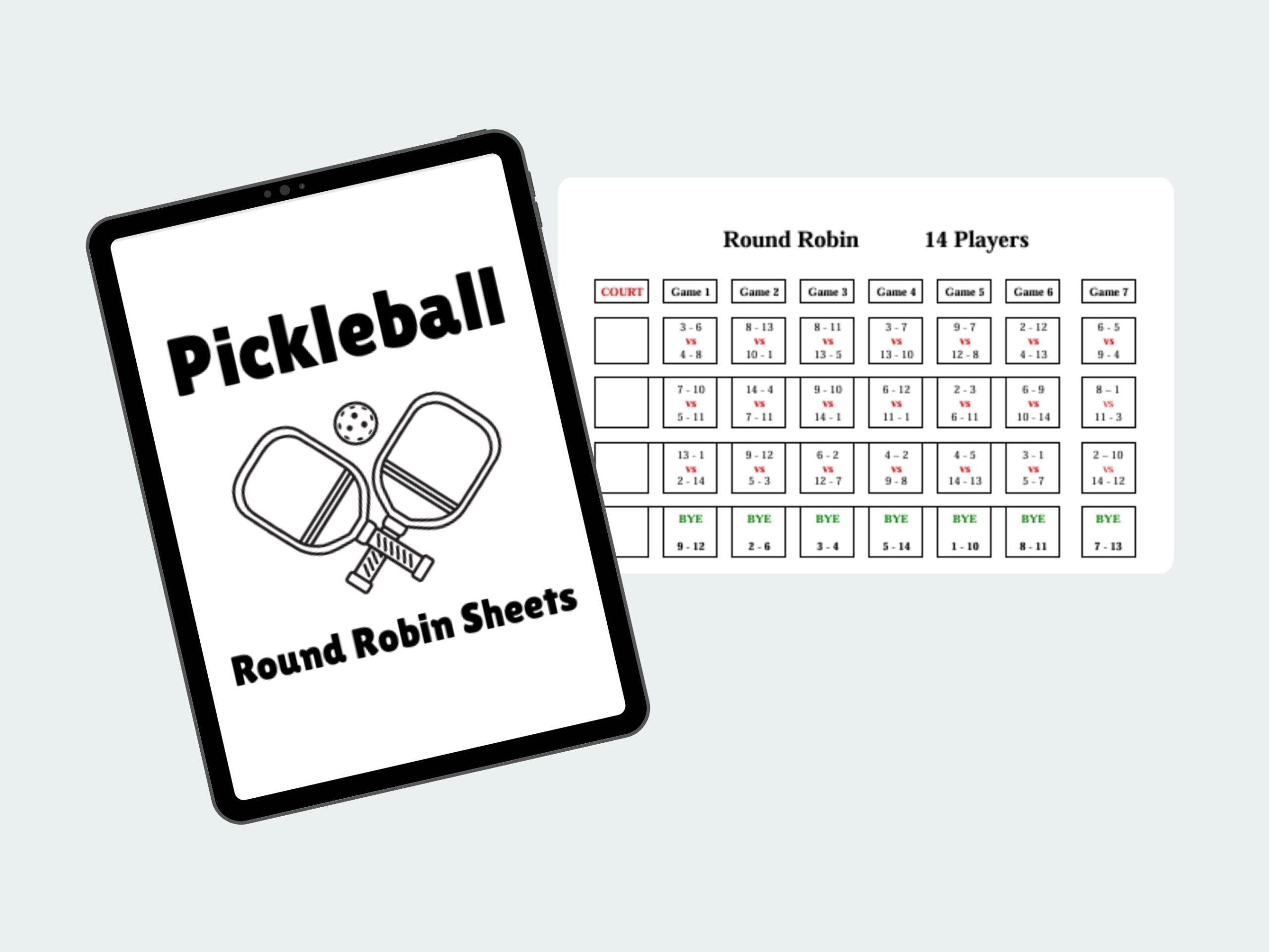 Pickleball Round Robin Sheets Printable Sign Up Sheet Round Robin 