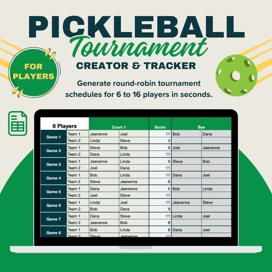 Pickleball Round Robin Team Tournament Template Pickled Ape