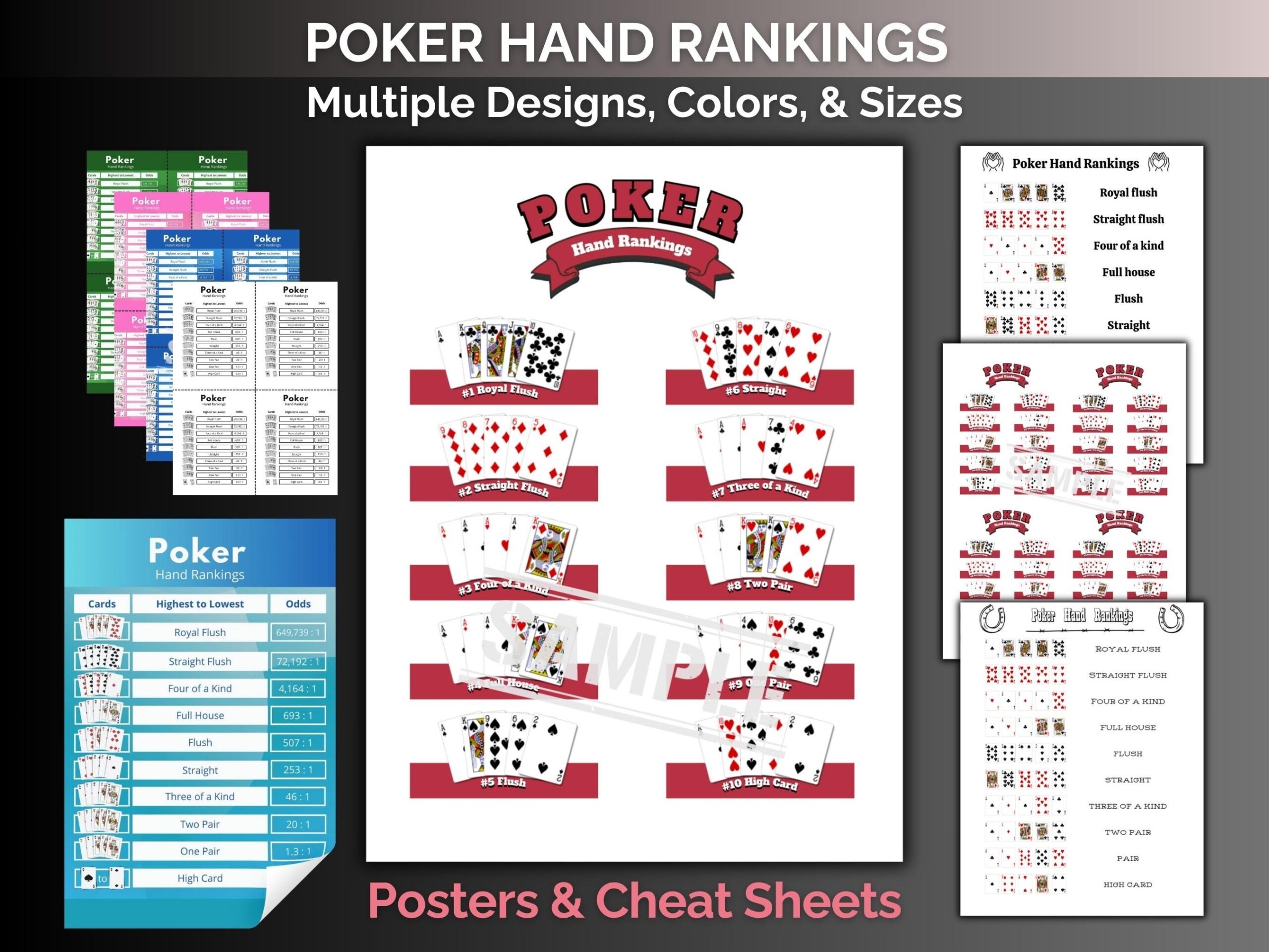 Poker Hand Rankings Cheat Sheet Printable Etsy Poker Hand Rankings Cheat Sheet Printable Etsy