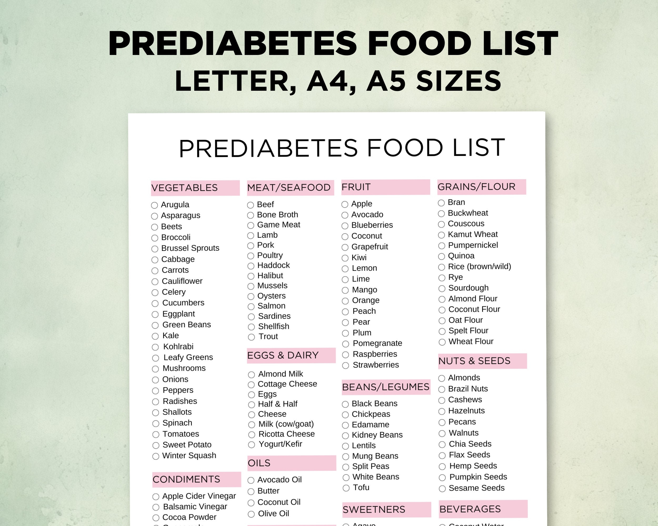 Printable Diabetic Food Chart Pdf