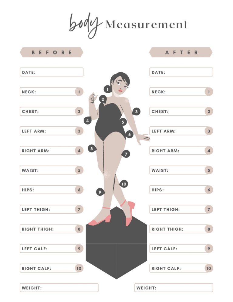Printable Body Measurement Tracker Body Size Log Diet Planner Weight Loss Planner Printable Planner Letter Pdf Instant Download
