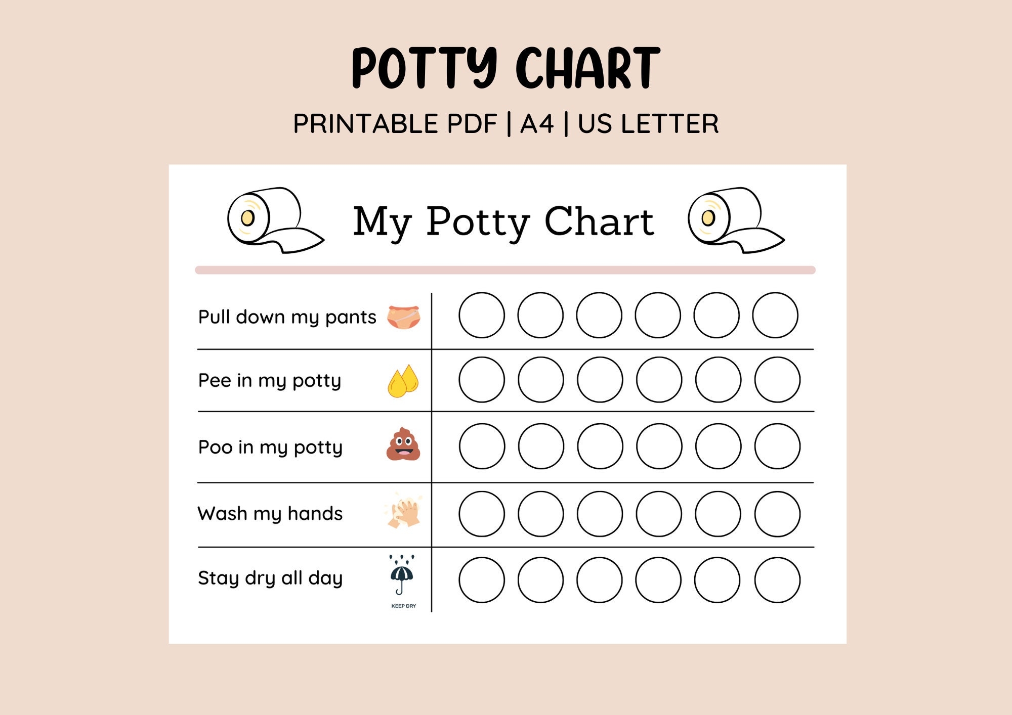 Printable Cute Potty Training Chart Sticker Chart Printable Printable Cute Potty Training Chart Sticker Chart Printable