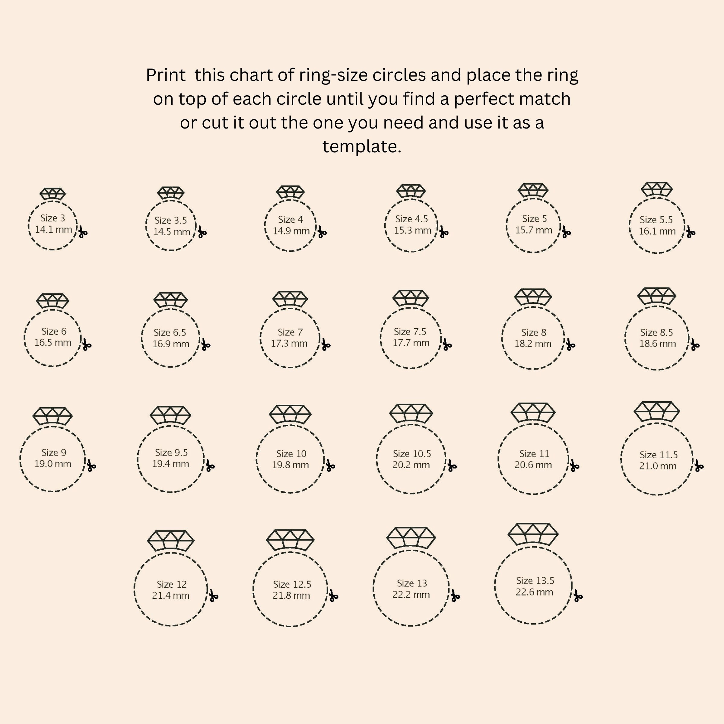 Printable Diamond Ring Sizer Ring Size Finder Ring Size Measure Worksheets Library