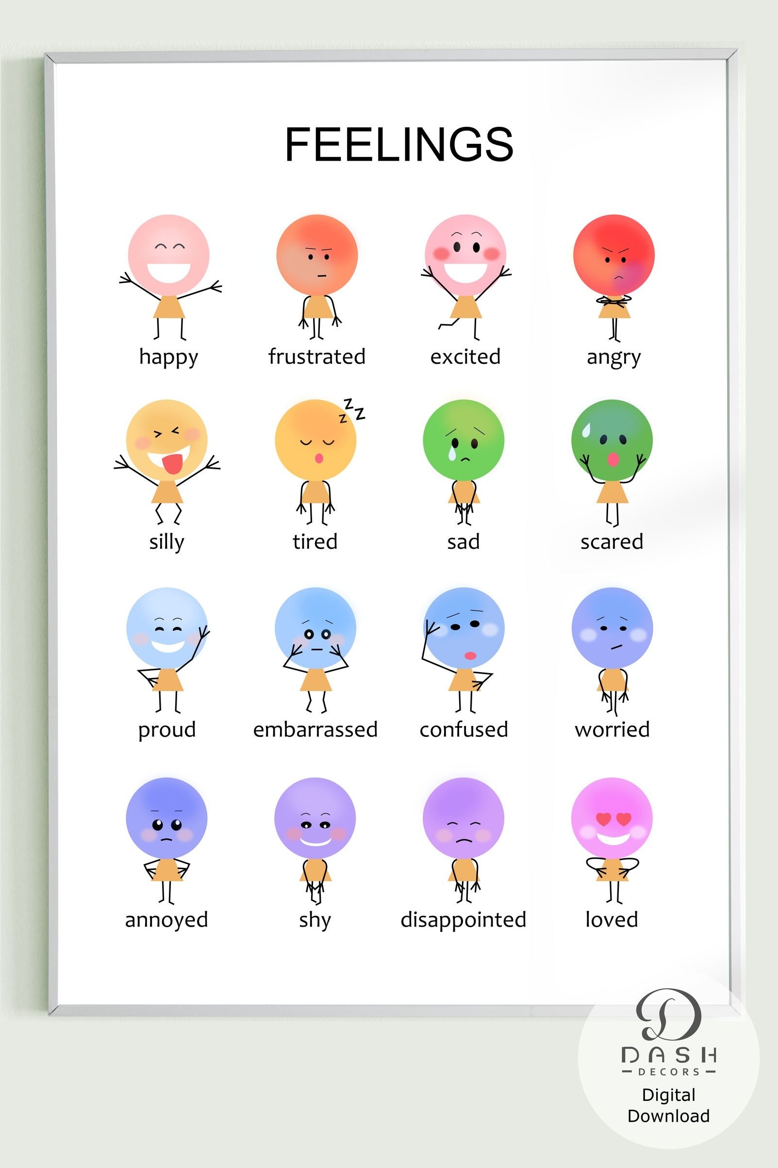 Printable Emotion Chart Poster For Kid And Montessori Preschool 