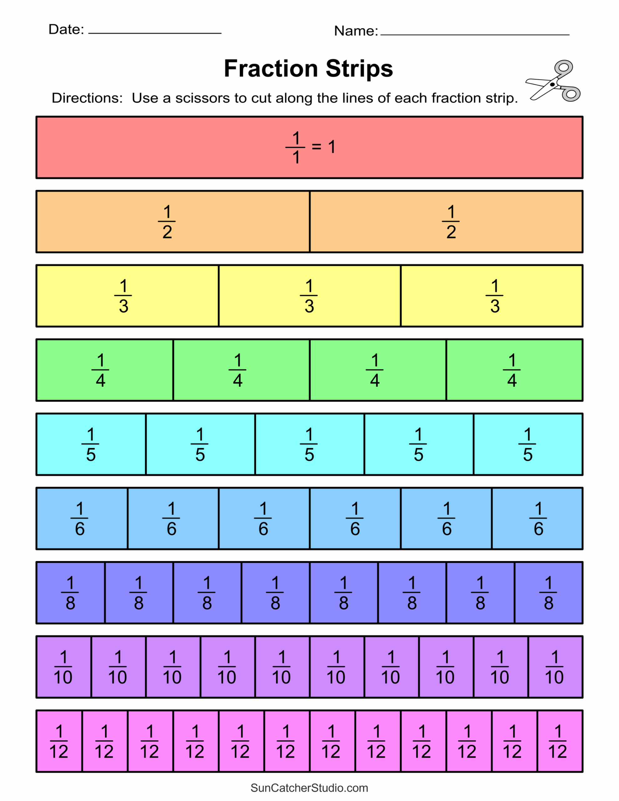 Printable Fraction Strips And Fraction Bars Free Printables Monograms Design Tools Patterns U0026 DIY Projects
