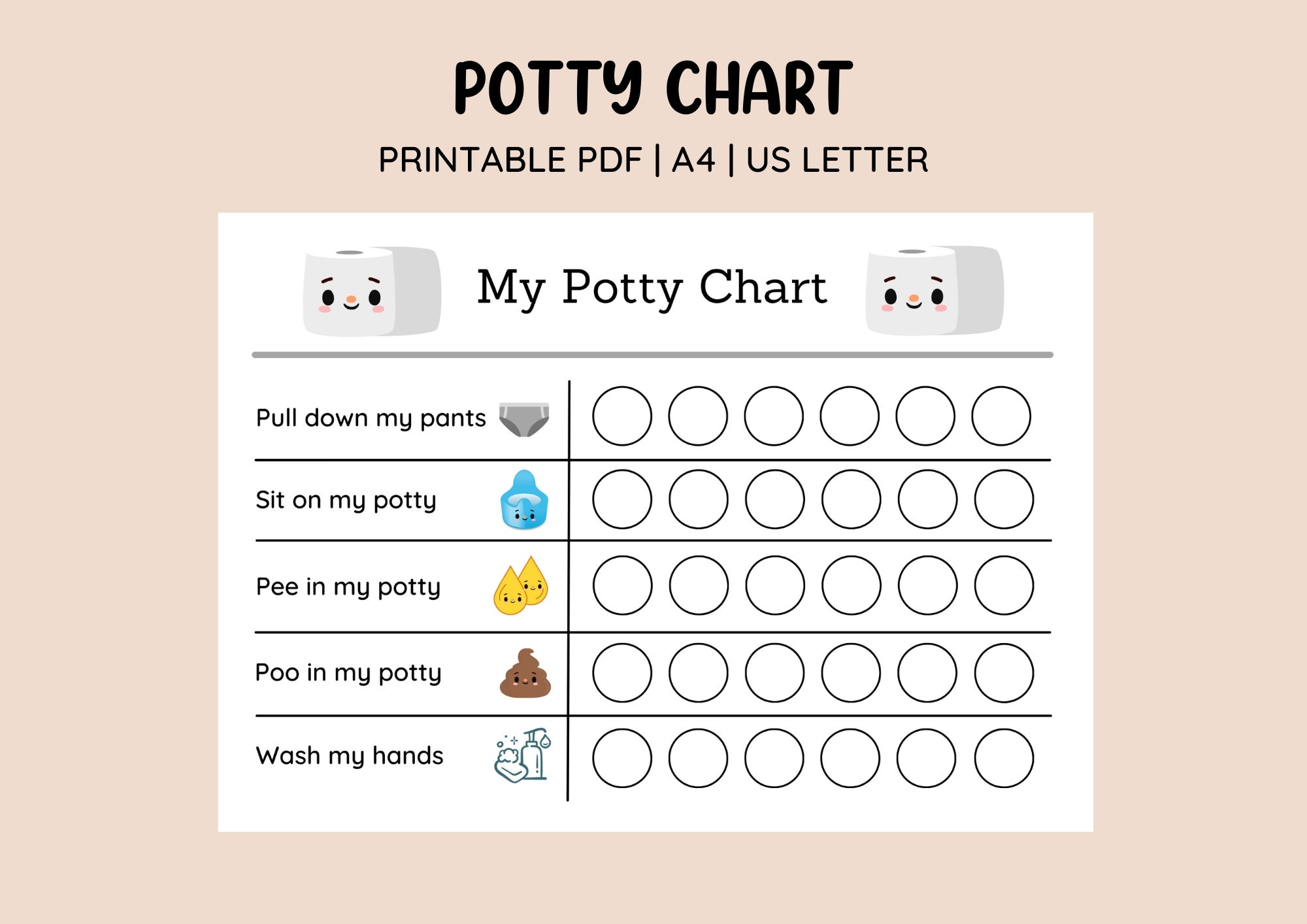 Printable Potty Training Chart Sticker Chart Toilet Training Reward Kids Reward Chart PDF Download Print Yourself Etsy New Zealand