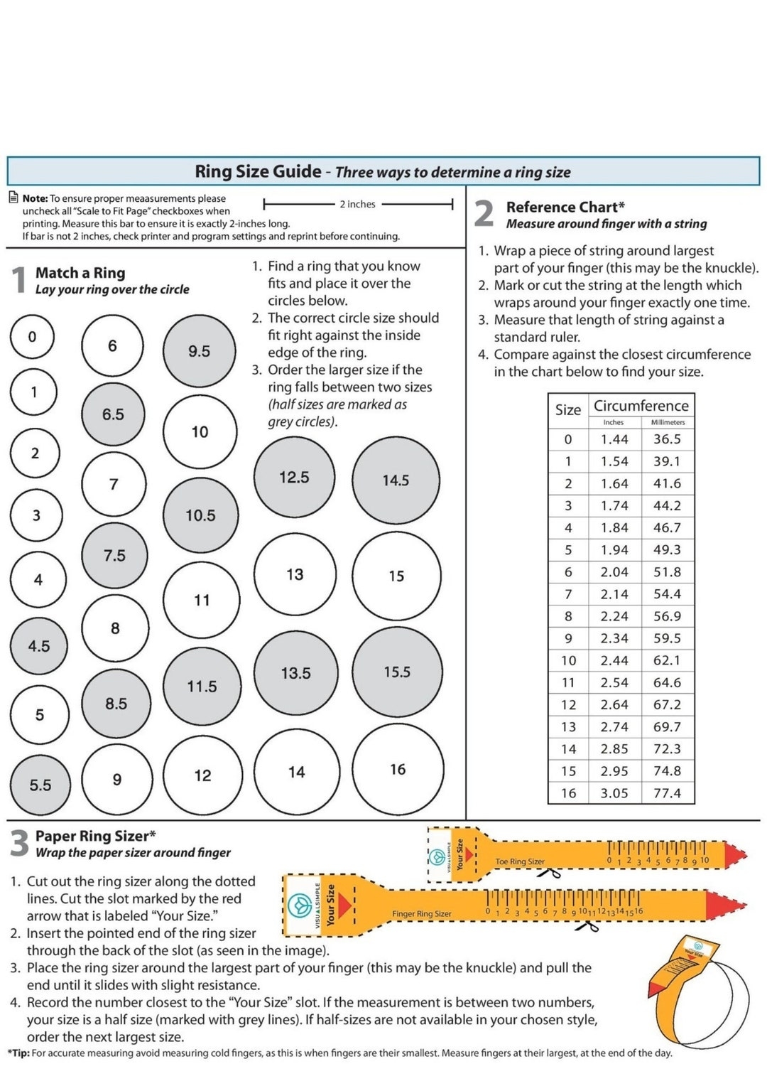 Printable Ring Size Chart ring Size Finder ring Sizing Guide Tool international Ring Size Conversion toe Ring Size instant Easy Download Etsy Australia