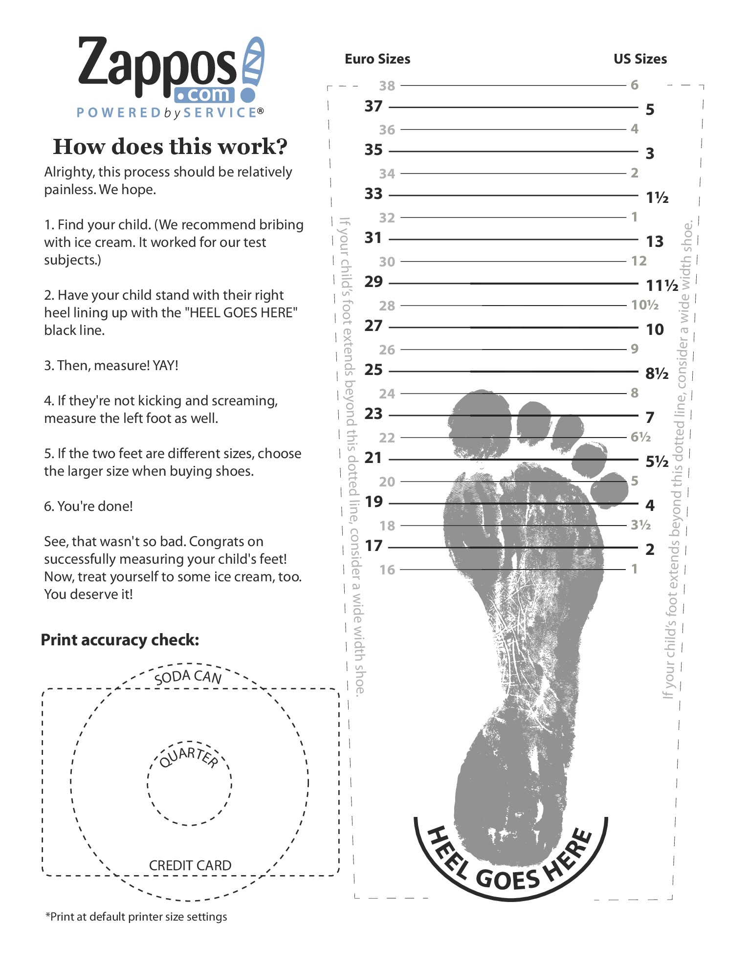 Printable Foot Size Chart