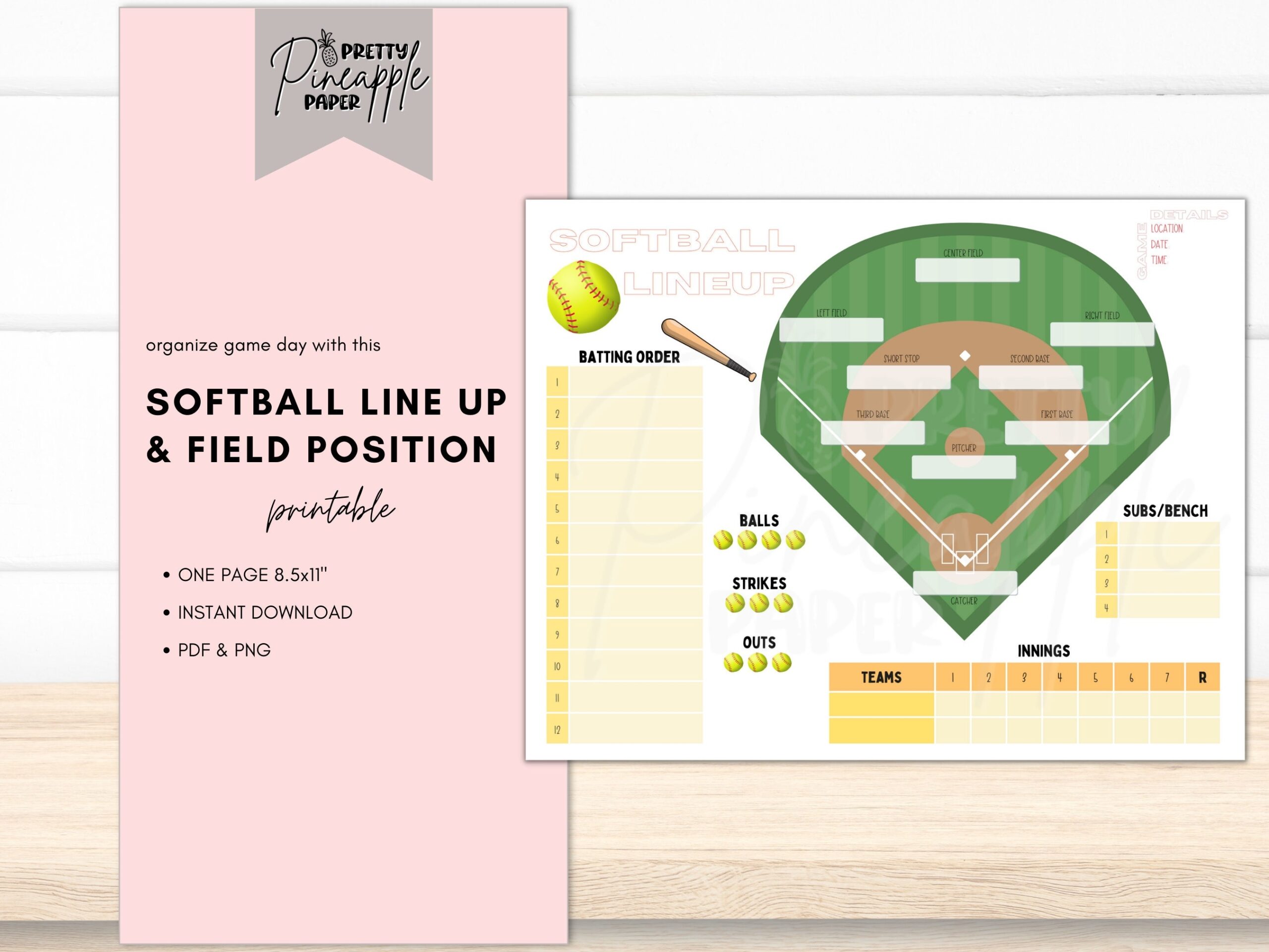 Softball Position Chart Printable