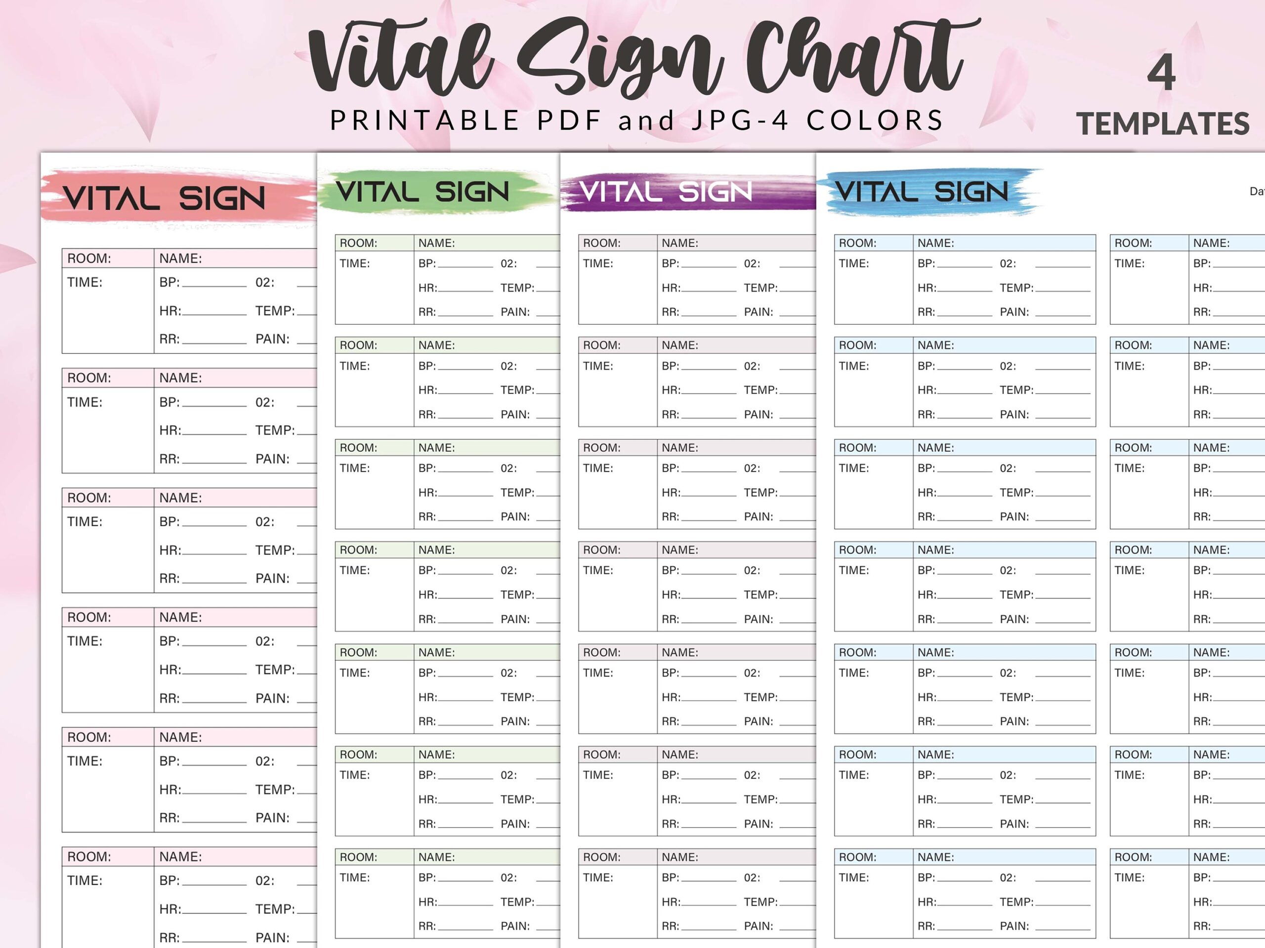 Printable Vital Sign Chart Vital Sign Log Vital Sign Tracker 