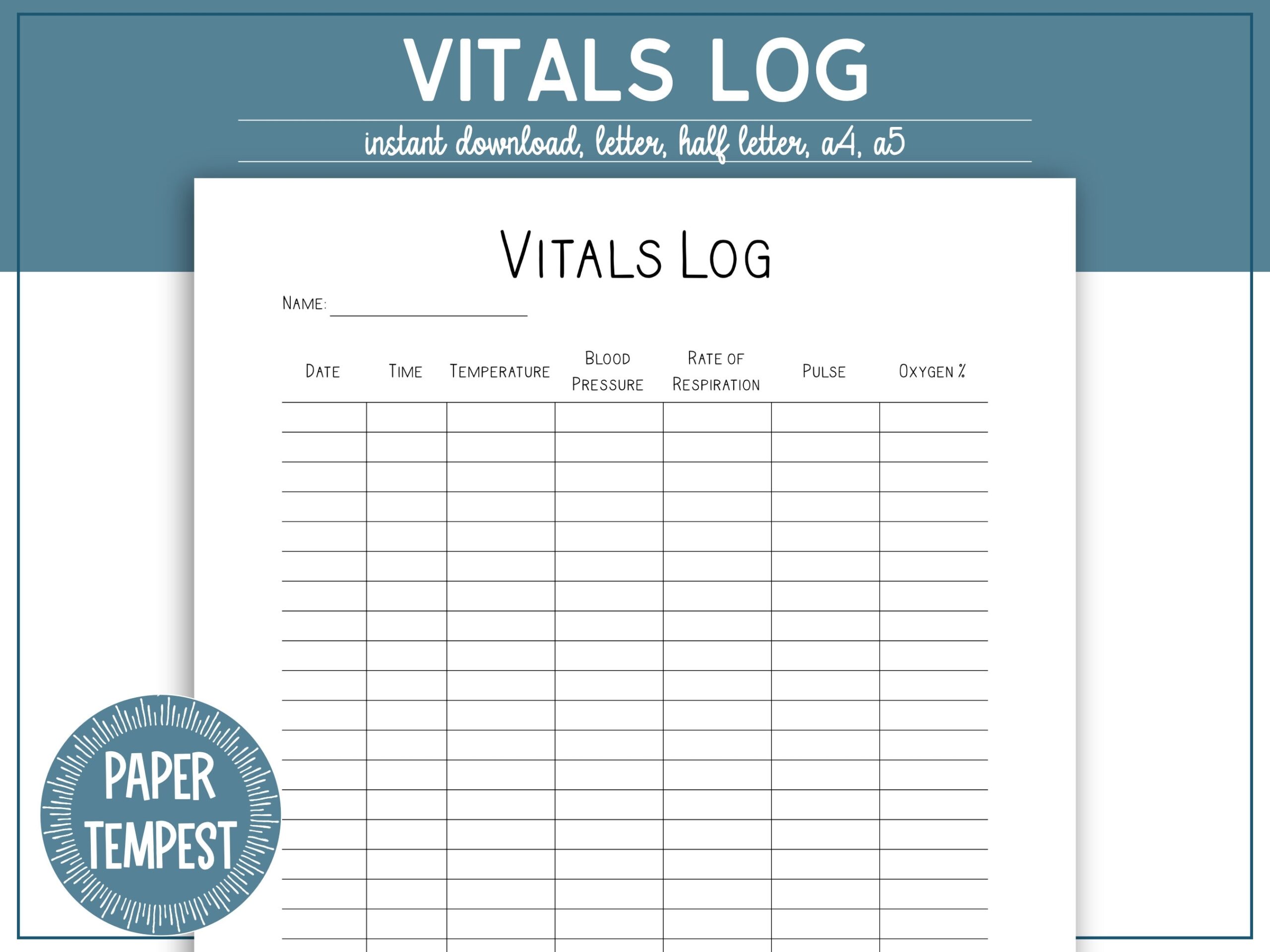 Printable Vitals Chart Printable Vitals Chart