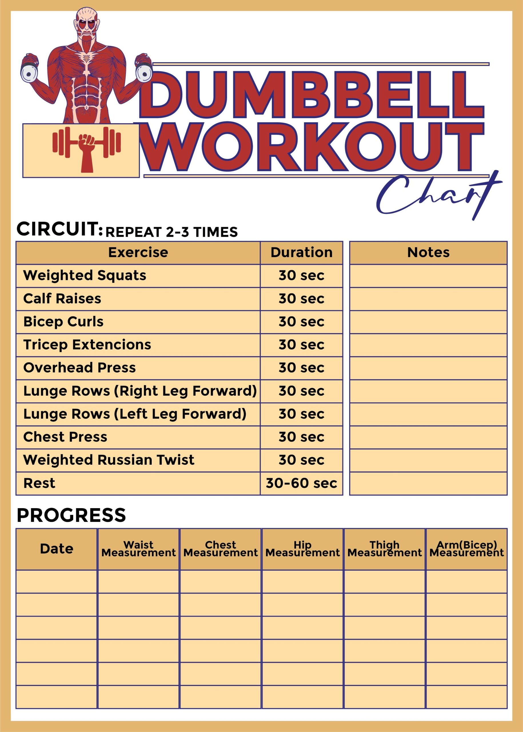 Free Printable Exercise Chart