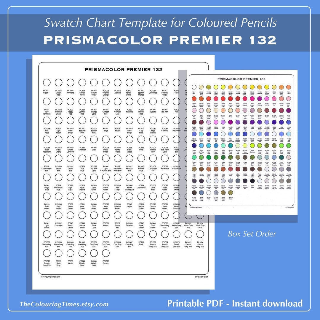 Printable Prismacolor Pencils Color Chart
