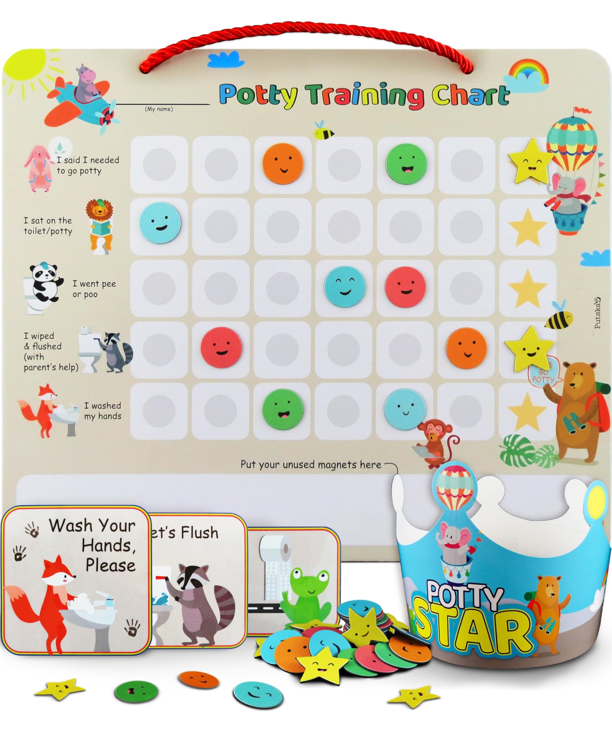 PUTSKA Animal Potty Training Chart For Toddlers Boys U0026 Girls Potty Training Stickers For Girls Potty Training Toilet A