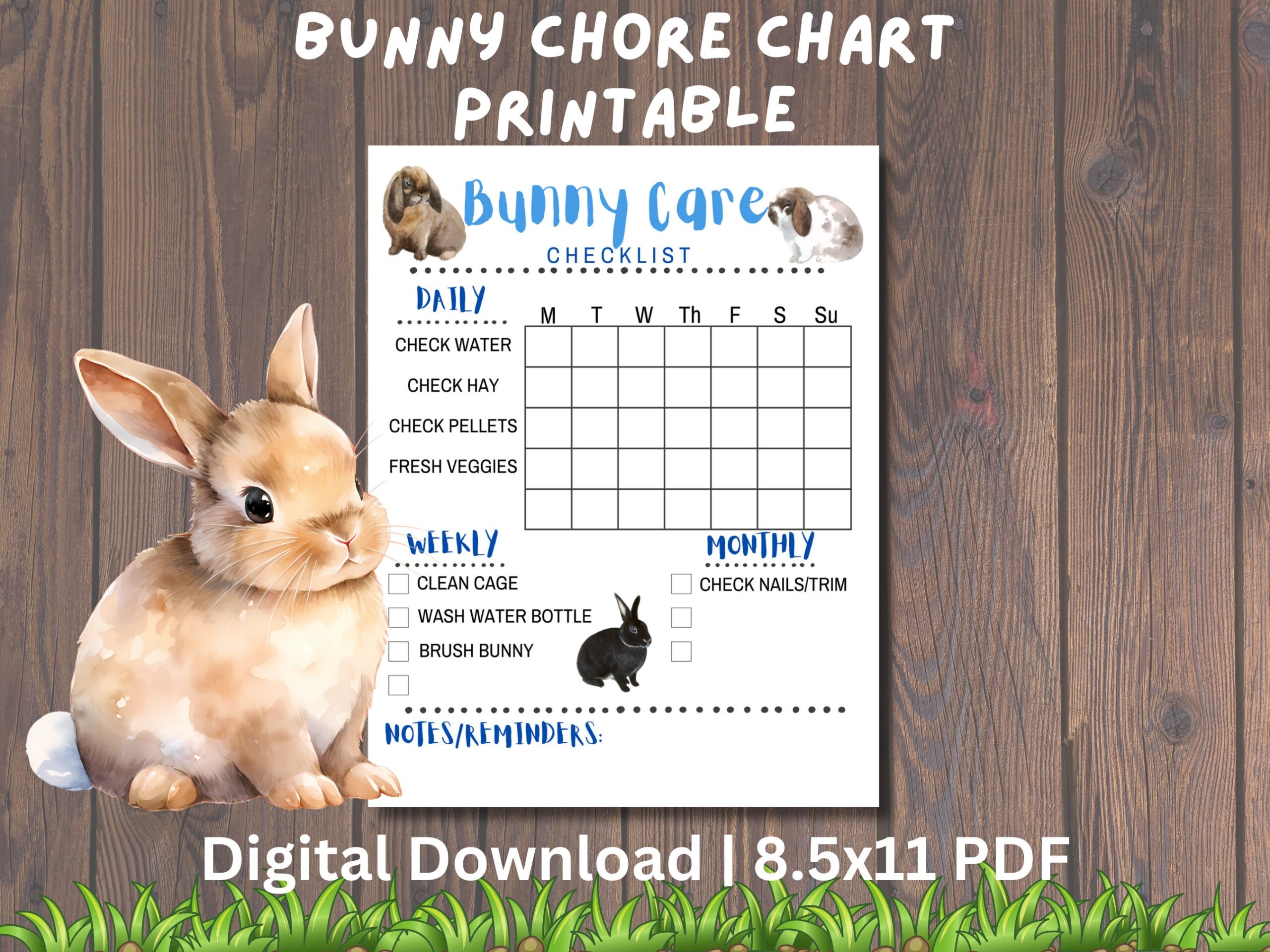 Rabbit Care Chart Etsy UK Rabbit Care Chart Etsy UK