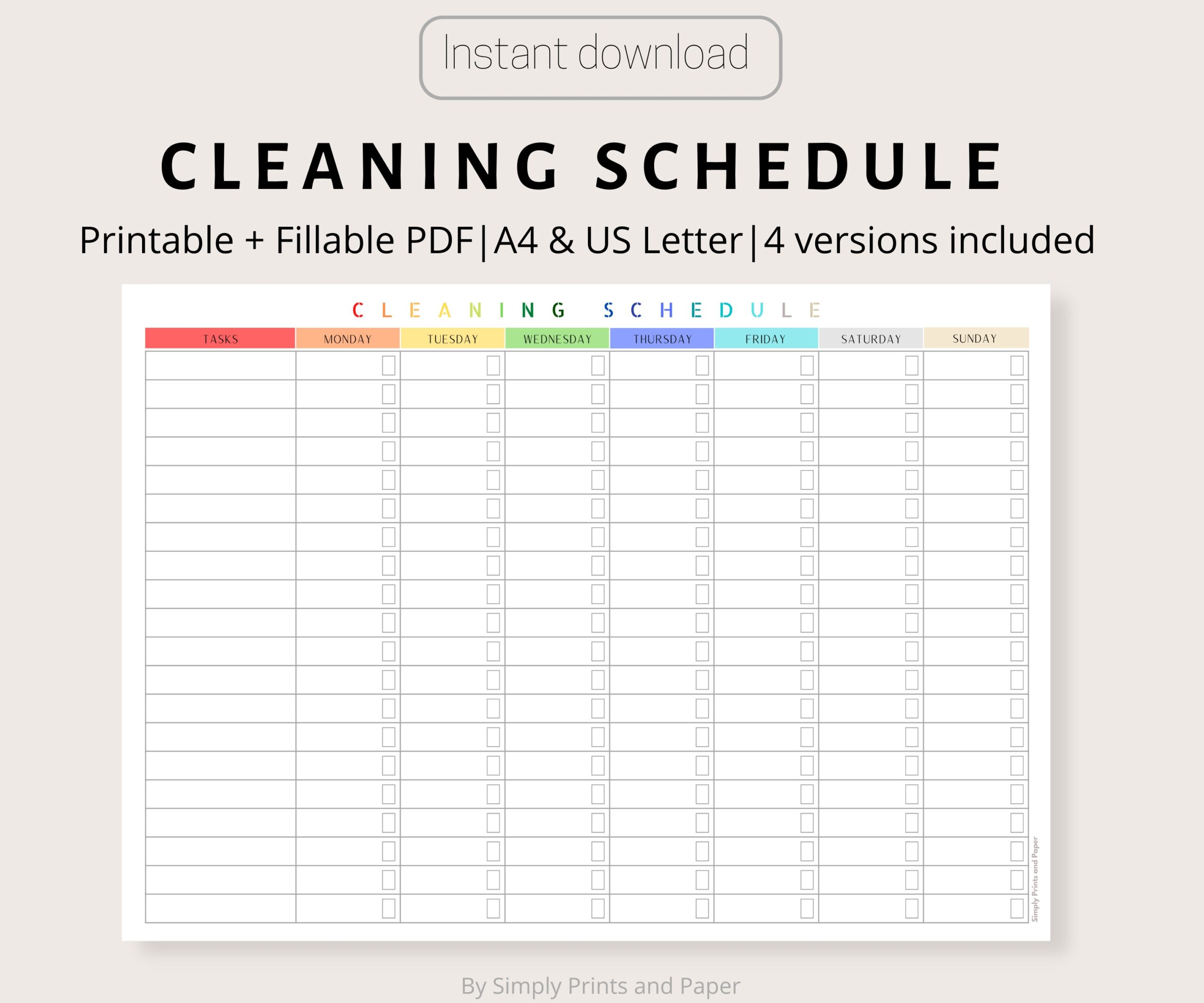 Cleaning Chart Printable Cleaning Chart Printable