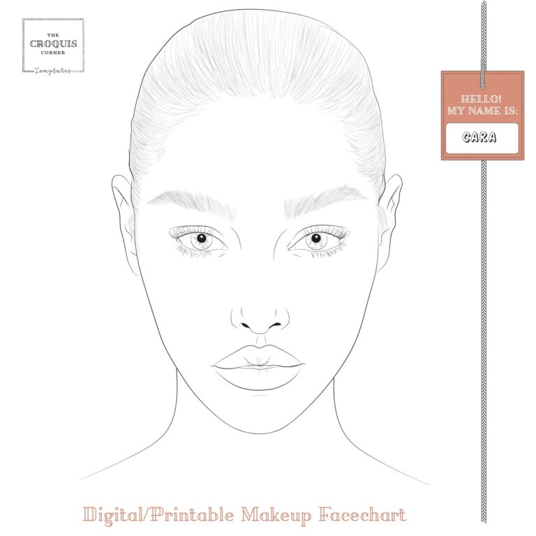 Realistic Makeup Face Chart 