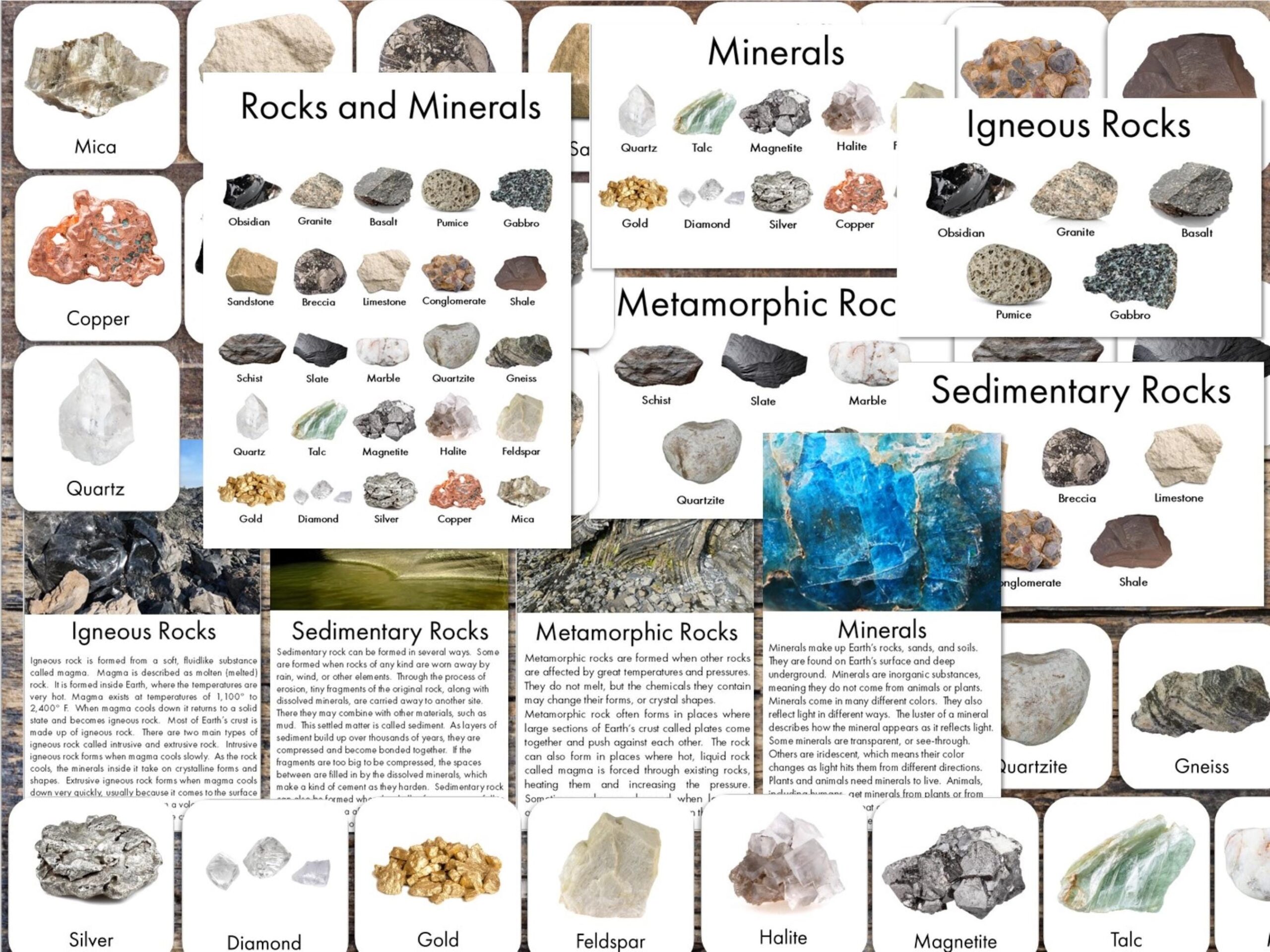 Rocks And Minerals Printables Rocks And Minerals Identification Cards Rocks And Minerals Poster And Information Cards 3 Part Cards Etsy