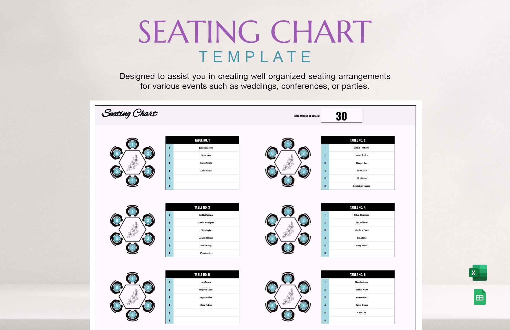 Printable Seating Chart Template