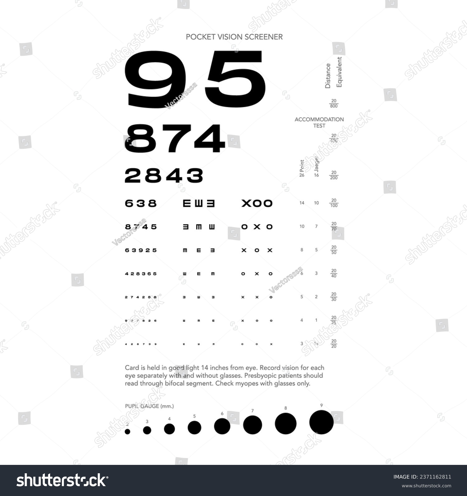 Vektor Stok Rosenbaum Pocket Vision Screener Eye Test Tanpa Royalti 2371162811 Shutterstock