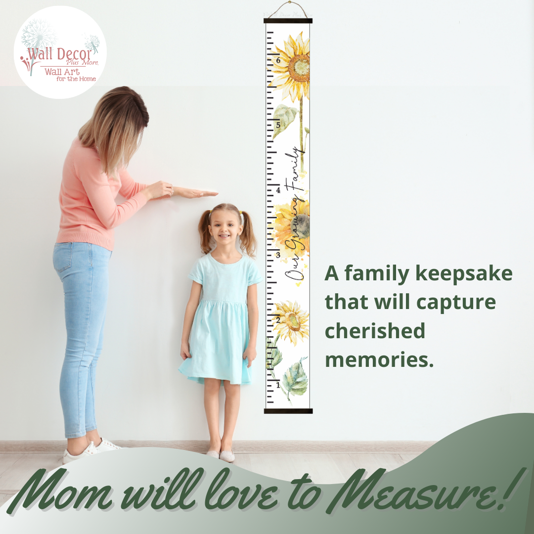 Wall Decor Plus More Canvas Sunflower Growth Chart Our Growing Family Milestone Height Ruler Tracker Sign
