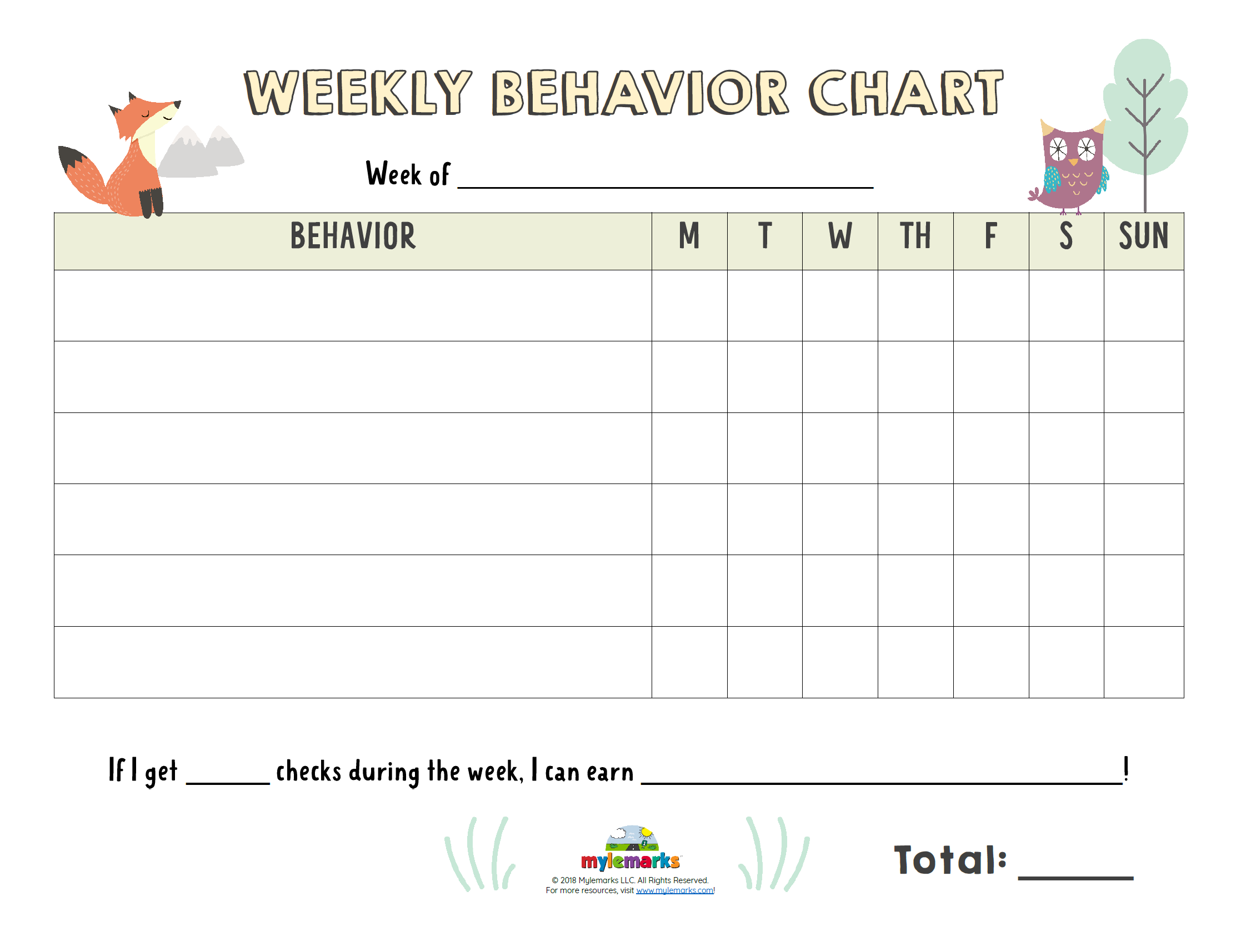 Weekly Behavior Chart