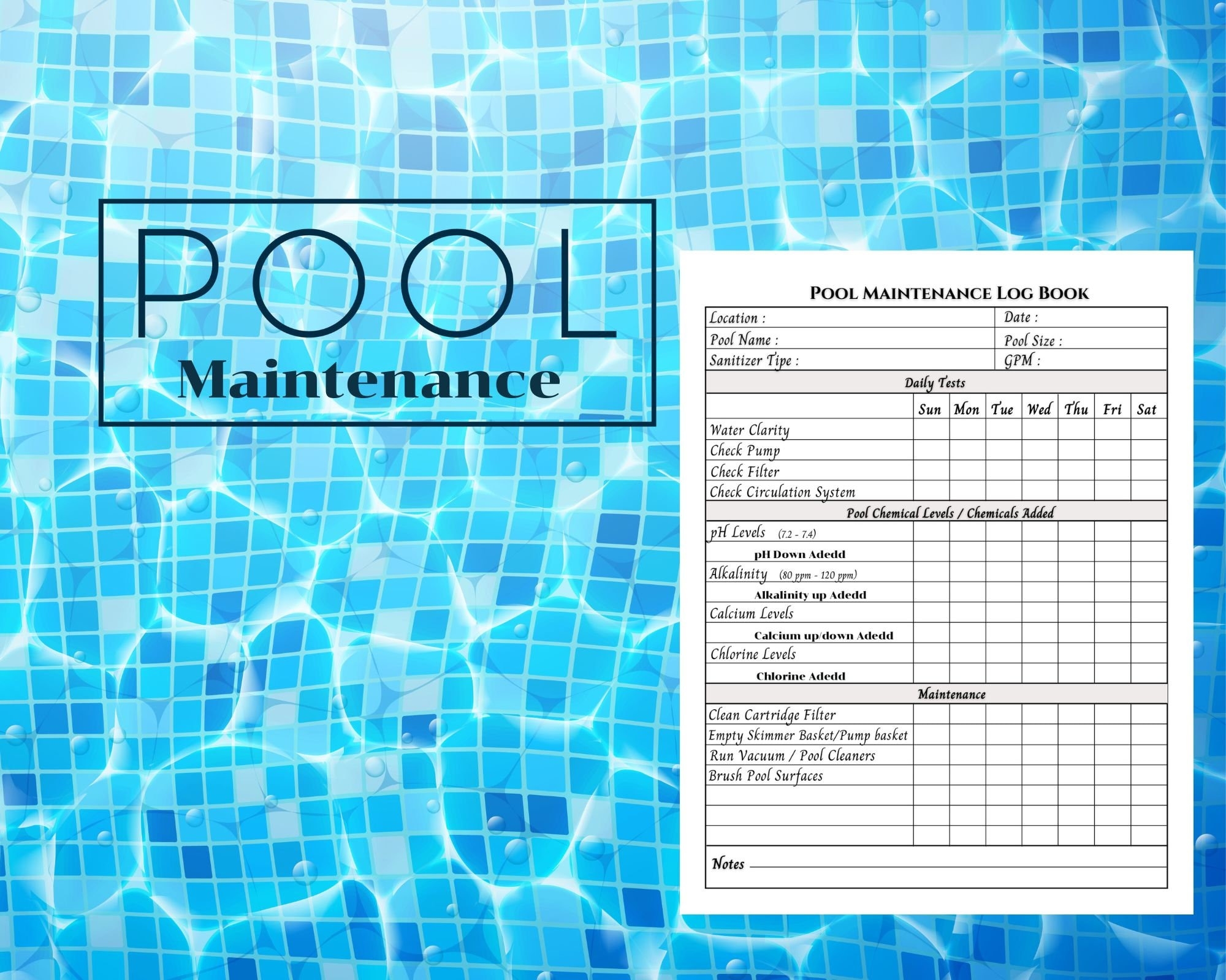 Printable Pool Chemical Chart