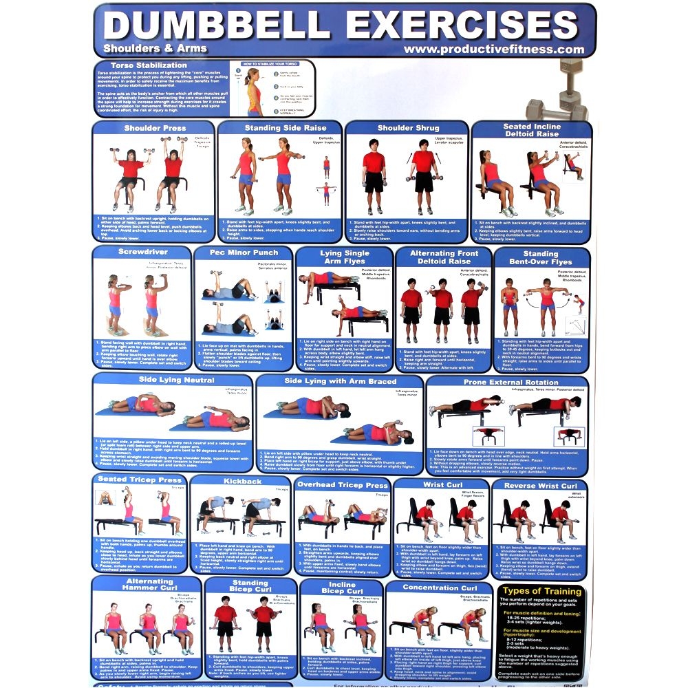 Workout Poster Dumbbell Exercises Vive Health Worksheets Library