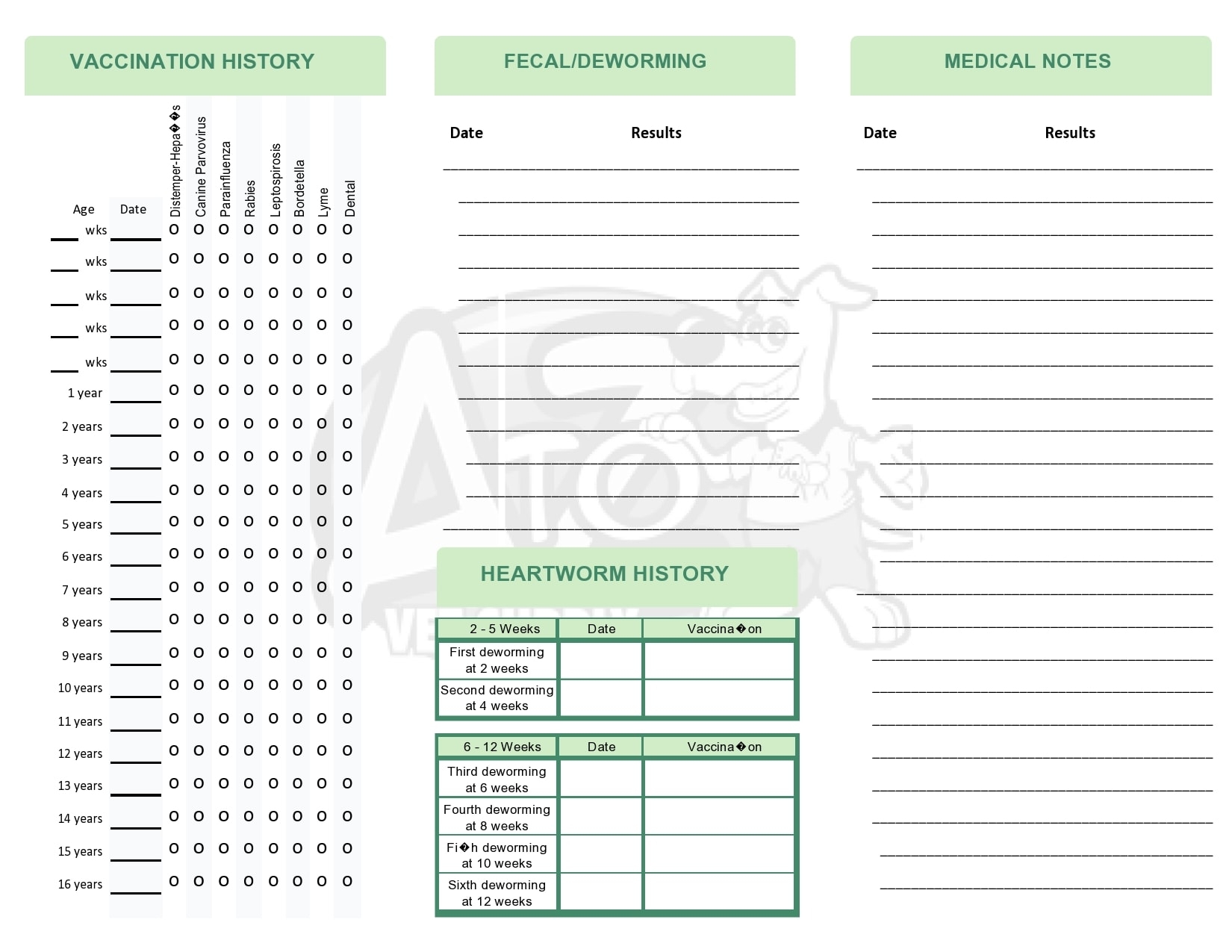 40 Printable Dog Puppy Vaccination Records TemplateArchive