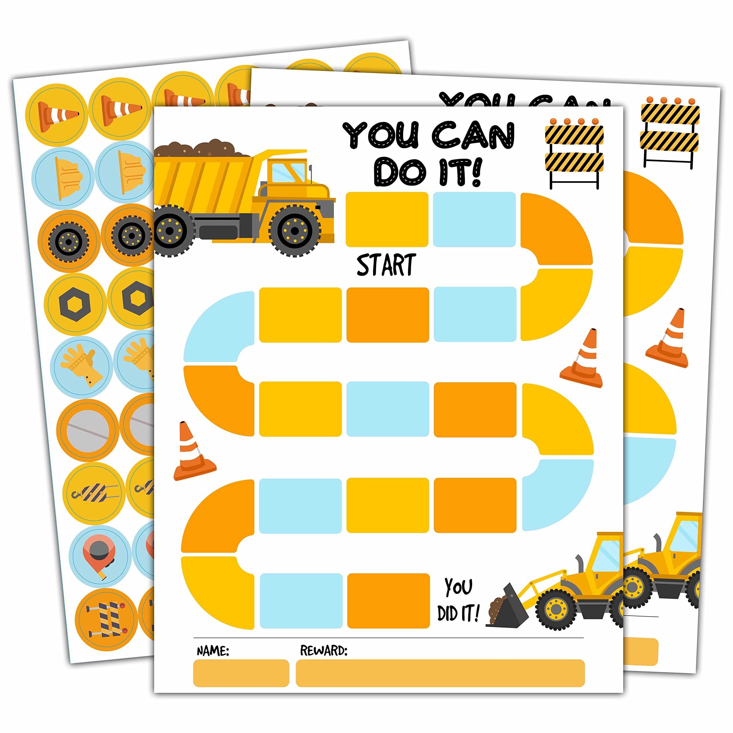 Amazon 10 Construction Reward Chart With 216 Round Stickers Incentive Behavior Chart For Kids At Home Classroom Kids Routine Daily Chore 