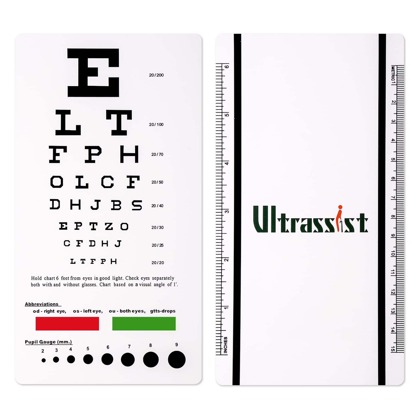 Amazon Ultrassist Snellen Eye Chart Pocket Size Eye Testing 