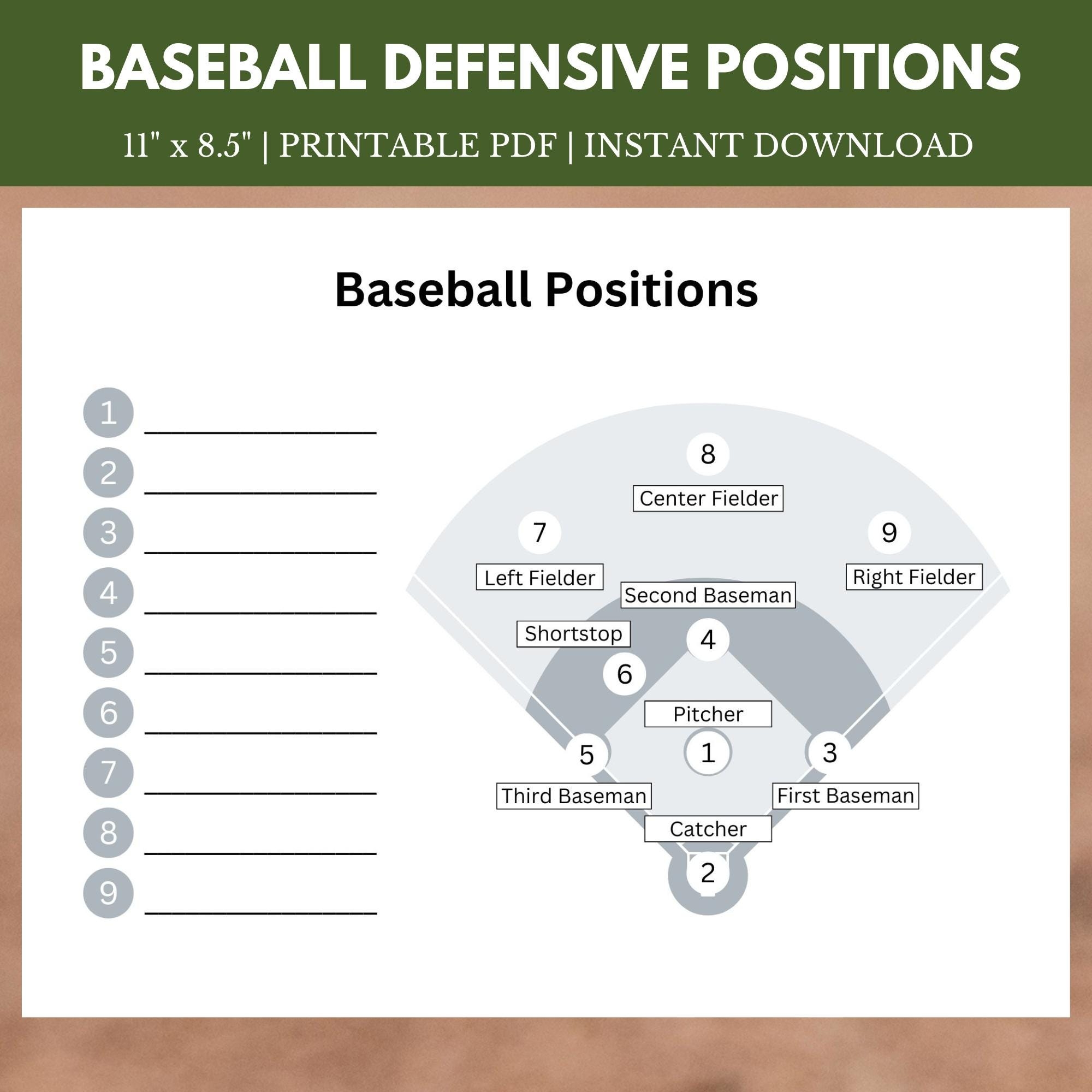 Baseball Defensive Positions Sheet 11