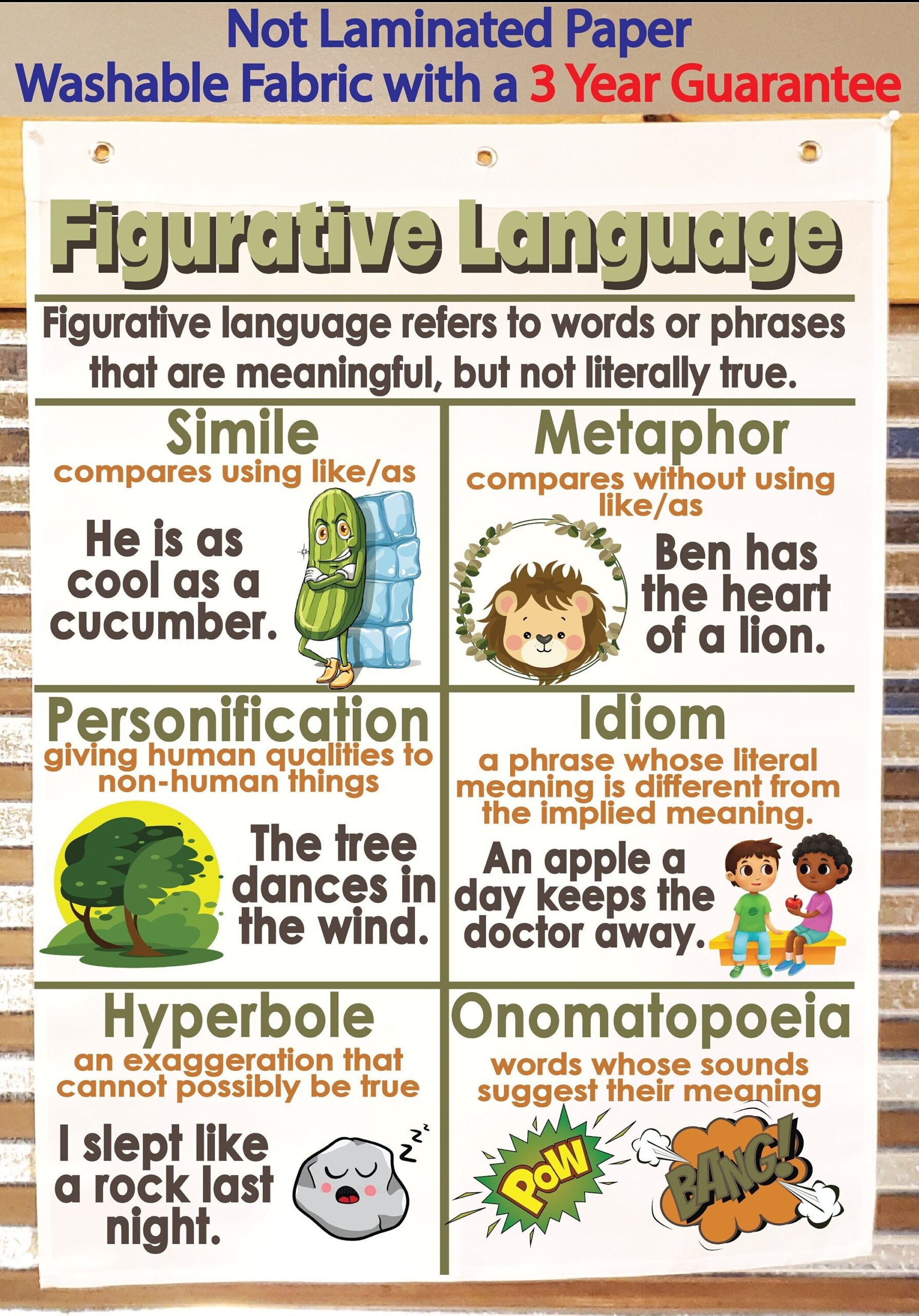Figurative Language Earth Colors Printed On FABRIC Anchor Charts Are Durable Flag Material Washable Foldable 3 Year Product Guarantee Etsy