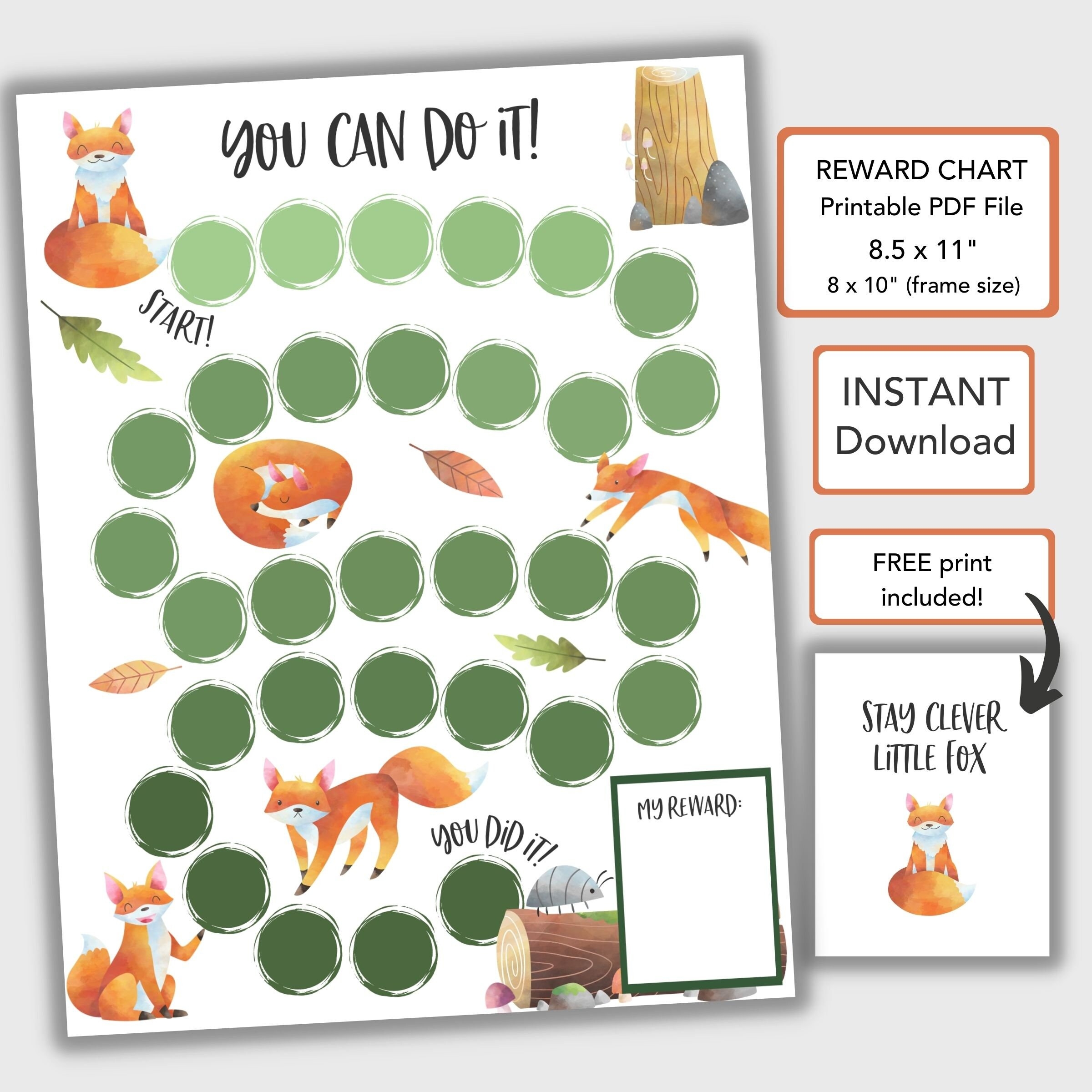 Fox Reward Chart For Kids Behavior Chart Printable Chore Chart 