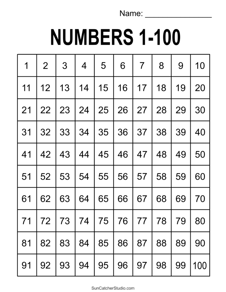 Free Printable Hundreds Charts Numbers 1 To 100 DIY Projects Worksheets Library